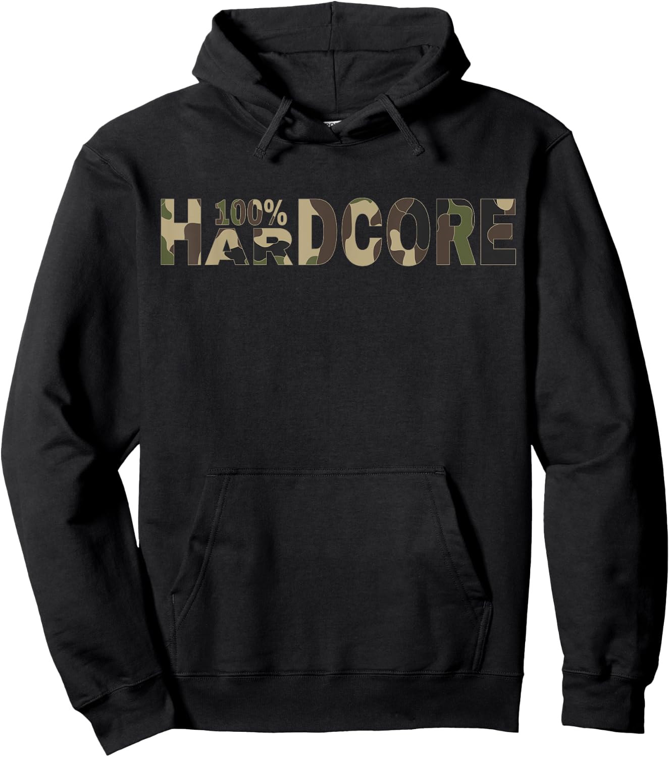 100% Hardcore Camouflage Design for Festivals , Black, S Hoodie - Hoodie | Black