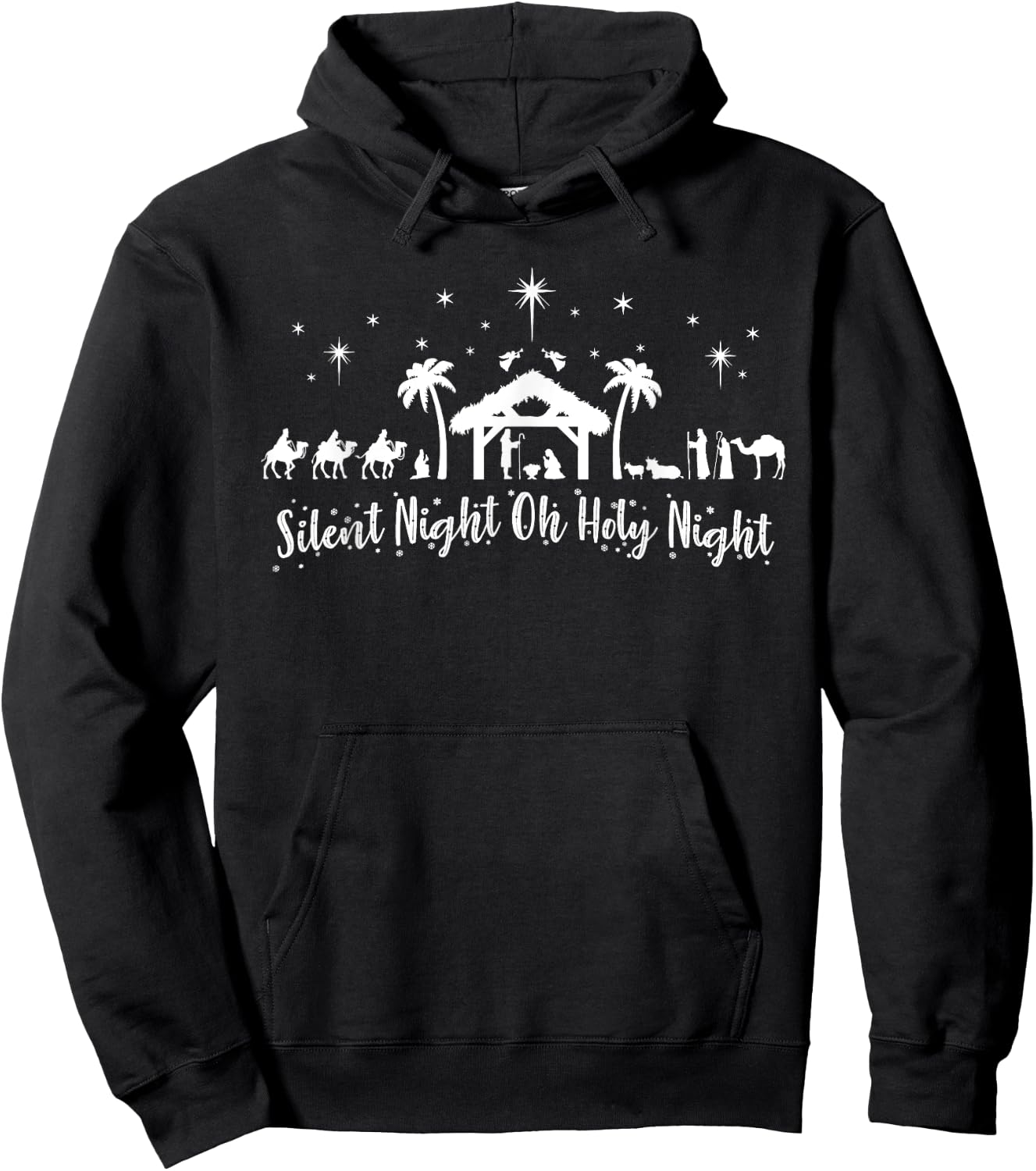 Silent Night Holy Religious Nativity Scene Christ Hoodie - Hoodie | Black