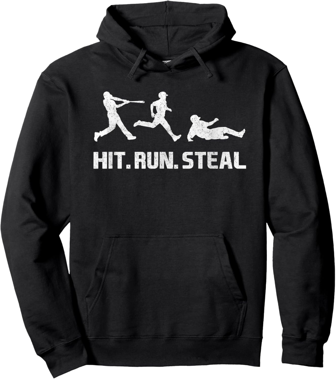 Hit, Run and Steal! Funny Baseball Player Hoodie - Hoodie | Black