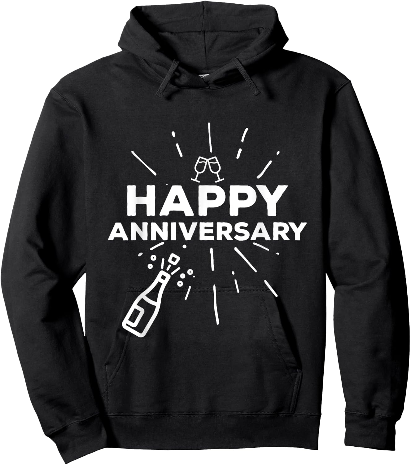 Happy Anniversary Cheers Wine Bottle Hoodie - Hoodie | Black