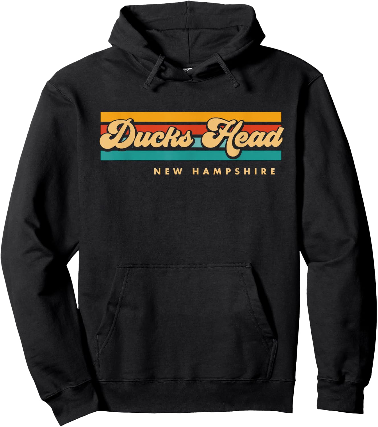 Vintage Sunset Stripes Ducks Head, New Hampshire Hoodie - Hoodie | Black