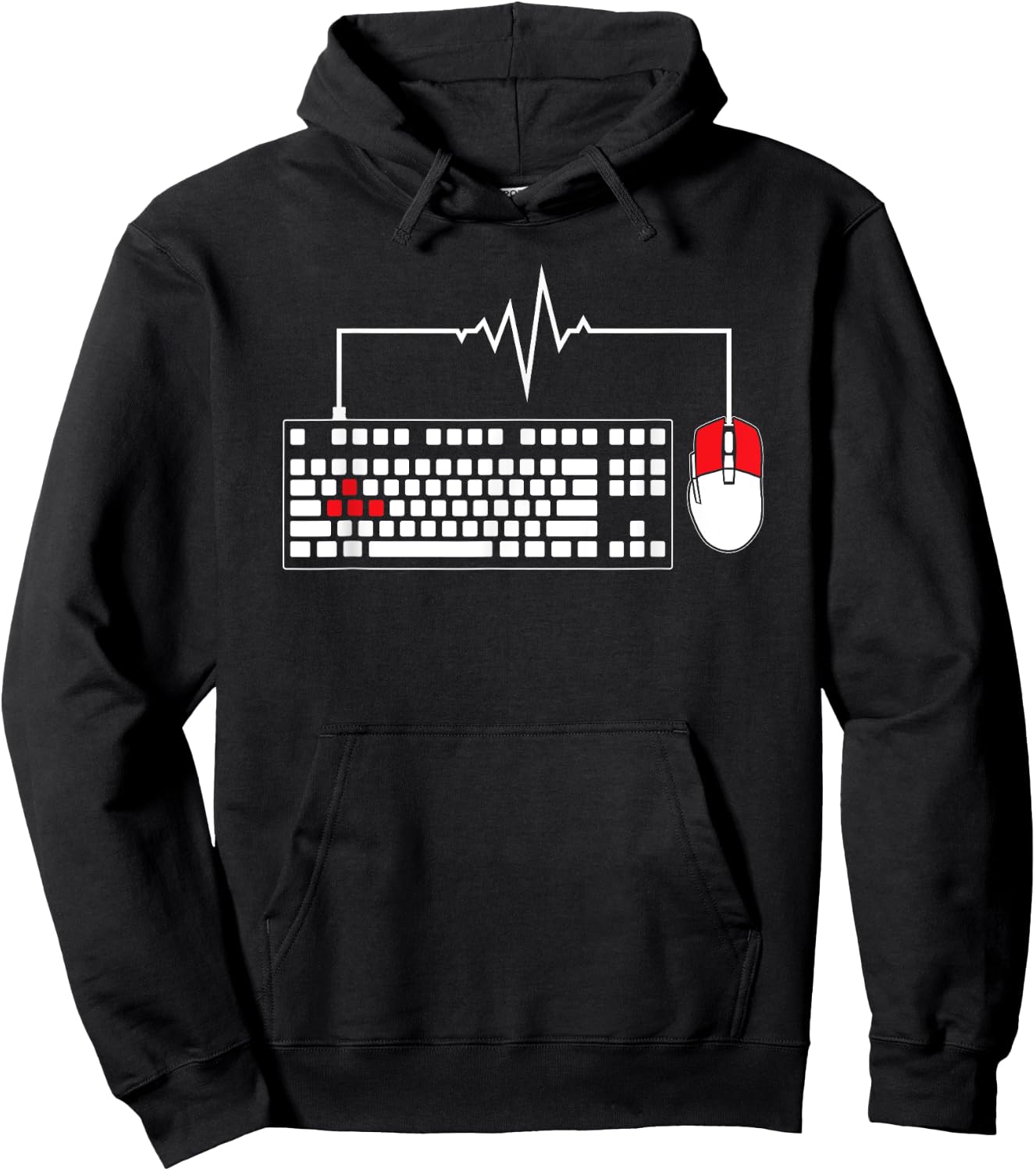 Gaming PC Keyboard Mouse Christmas Gift Gamer Heartbeat Hoodie - Hoodie | Black