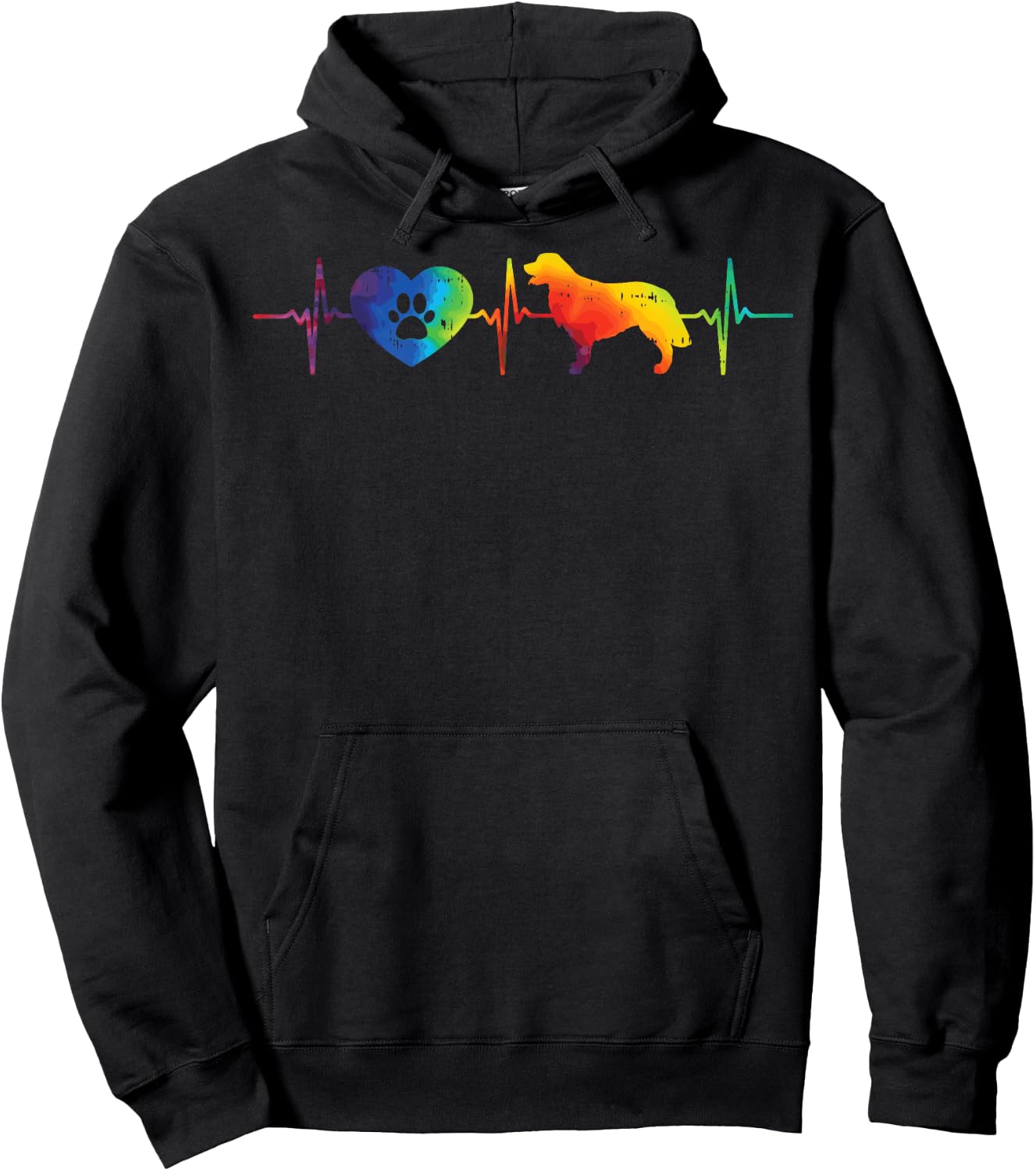 Heartbeat Paw Golden Retriever Tie Dye Hippie Dog Lover Gift Hoodie - Hoodie | Black