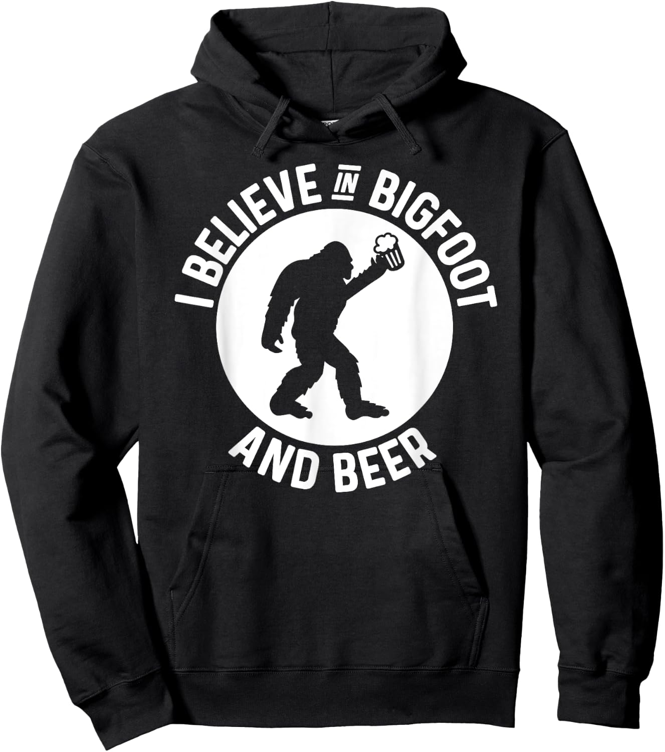 I Believe In Bigfoot & Beer Funny Sasquatch Hoodie - Hoodie | Black