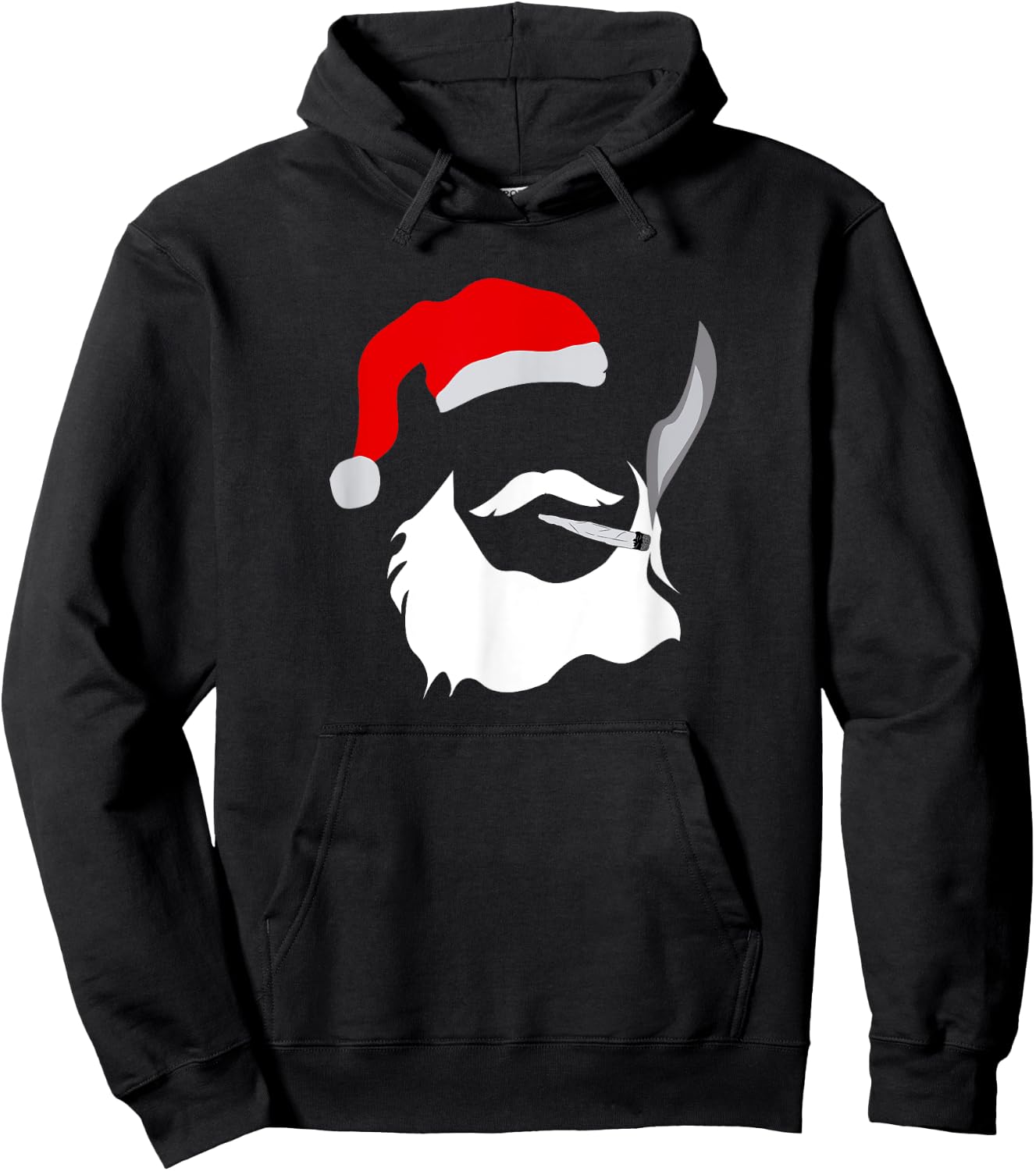 Funny Face Santa Clause Smoking Weed Christmas Marijuana Hoodie - Hoodie | Black