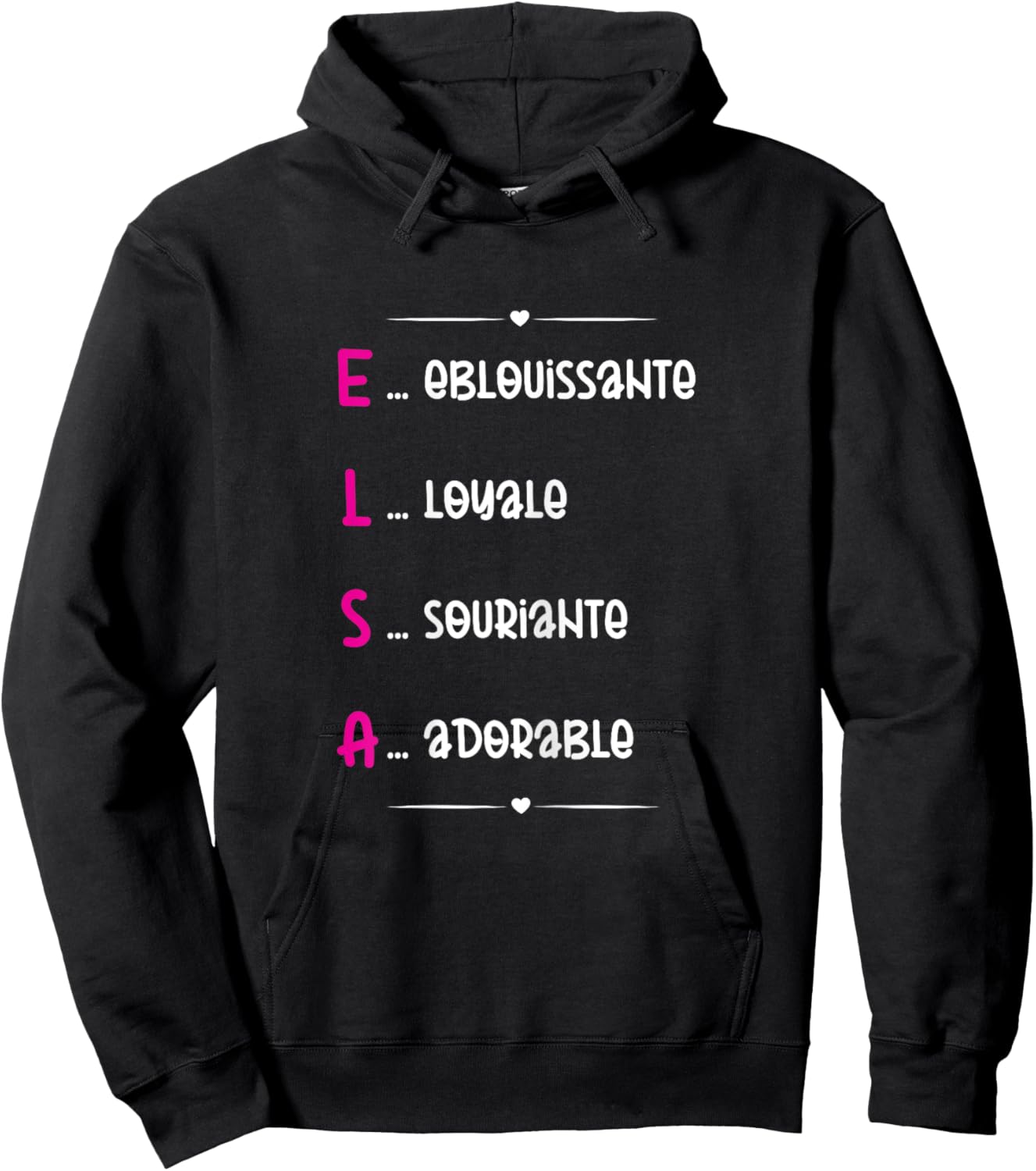 Elsa Prenom Personnalisé Femme Cadeau Prenom Elsa Girls' , Black, Female X-Small Hoodie - Hoodie | Black