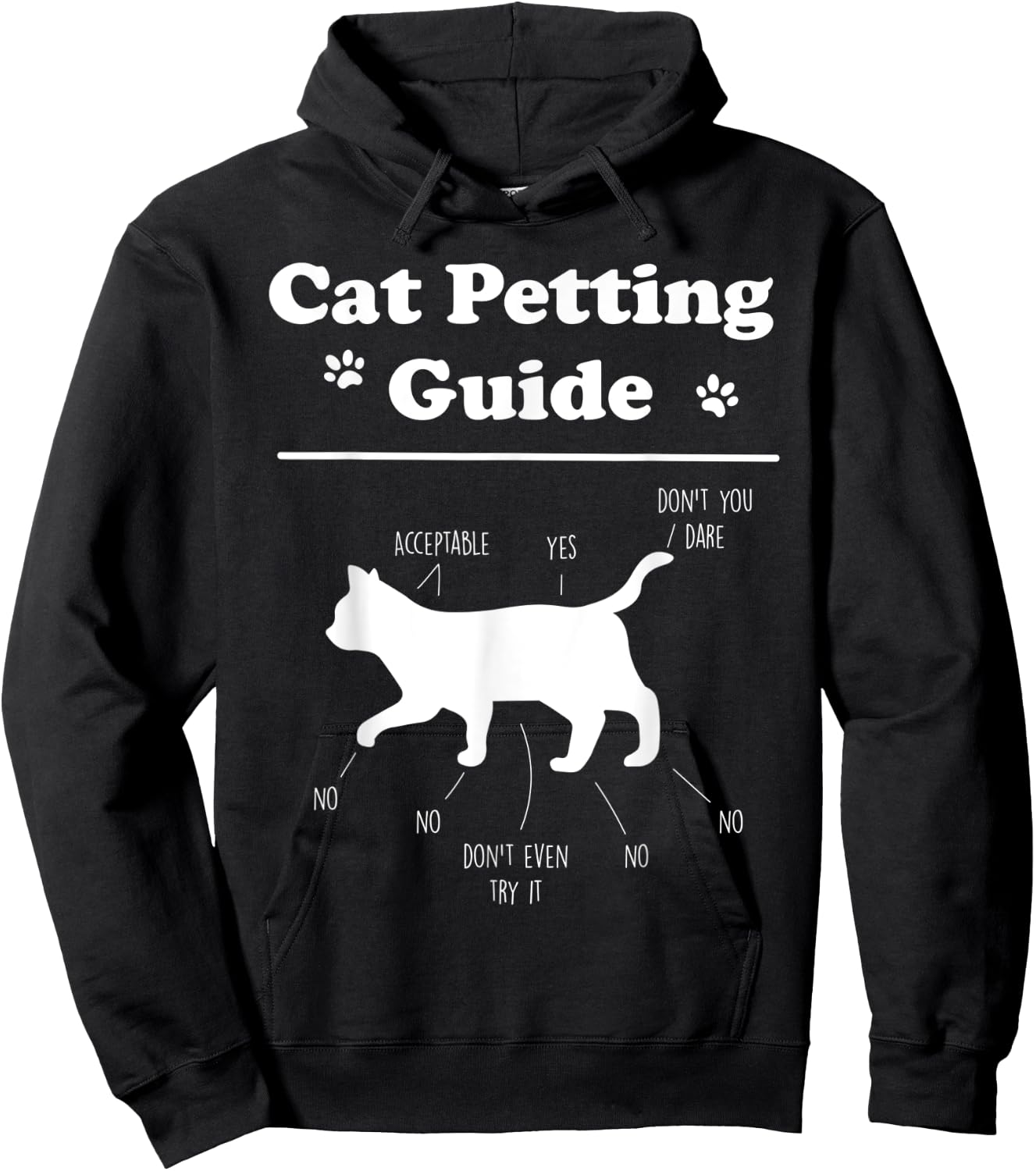 Cat Petting Guide Funny Cat Owner Pet Kitten Petting Guide Men Women Kids Hoodie - Hoodie | Black
