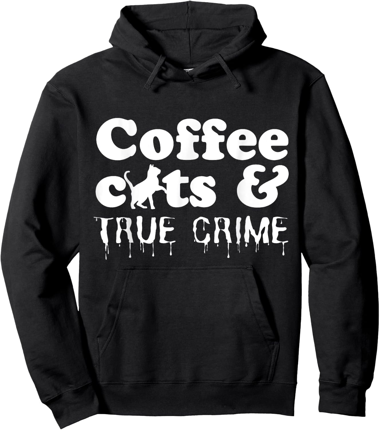 Funny Coffee Cats True Crime Shows Murder Mystery Halloween Hoodie - Hoodie | Black