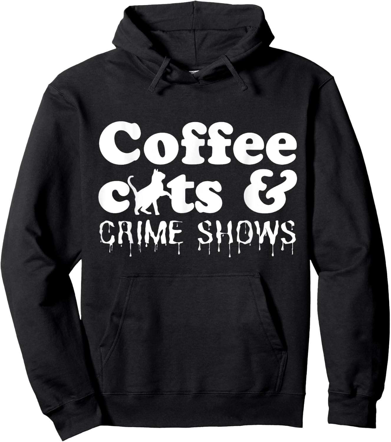 Funny Coffee Cats Crime Shows Murder Mystery Halloween Hoodie - Hoodie | Black