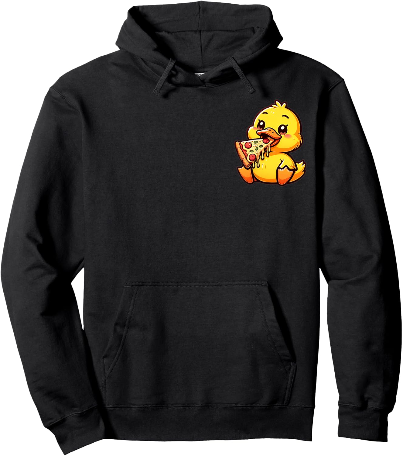 Entchen Pizza Design | Süße Ente mit Pizza Hoodie - Hoodie | Black