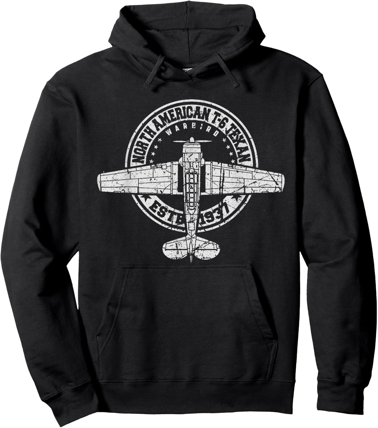 North American T-6 Texan Warbird Vintage Aircraft Hoodie - Hoodie | Black