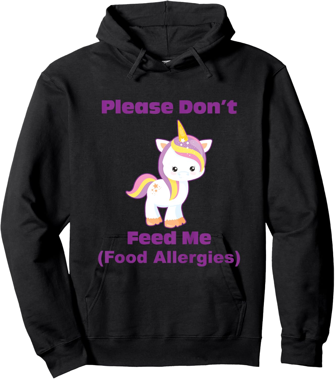 Food Allergy Toddler Kids with Cute Unicorn Hoodie - Hoodie | Black