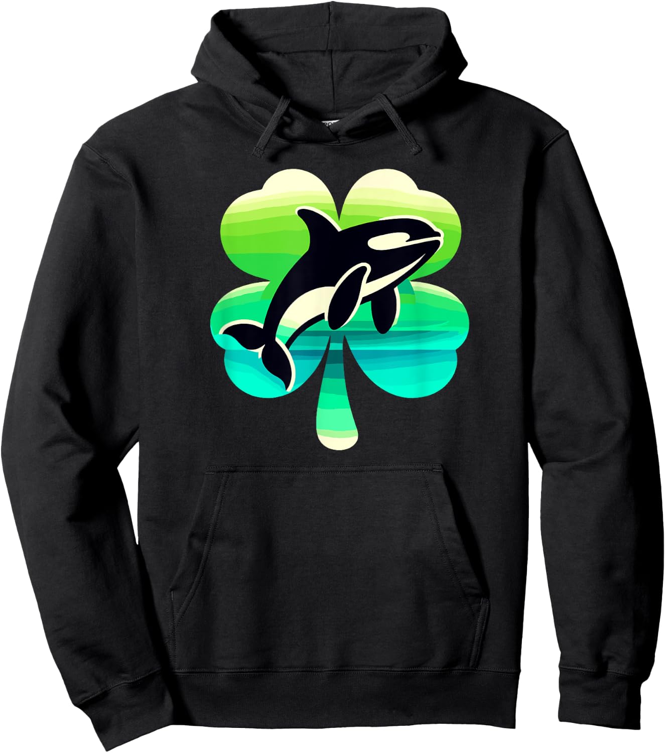 Cute Irish Orca Shamrock St Patrick's Day Green Killer Whale Hoodie - Hoodie | Black