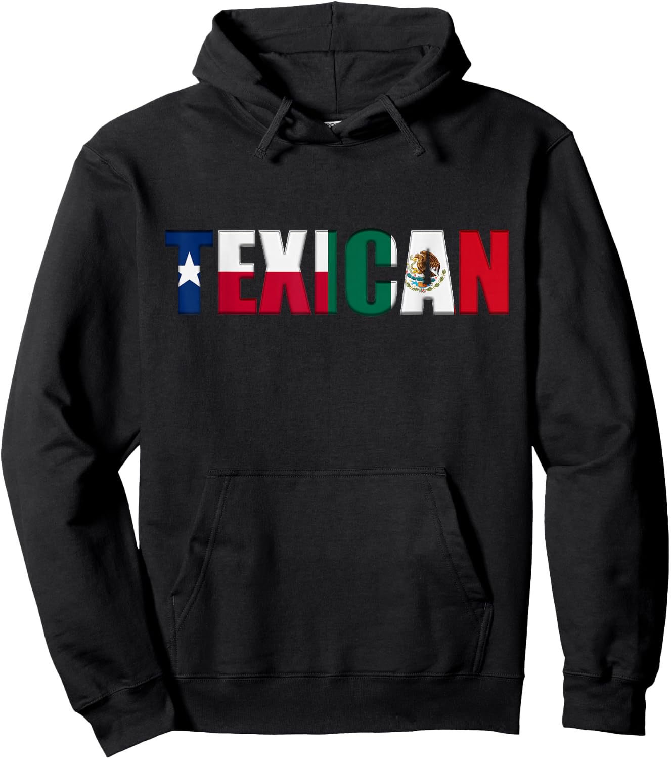 Texican Flag Texas and Mexico Flag Letters Hoodie - Hoodie | Black