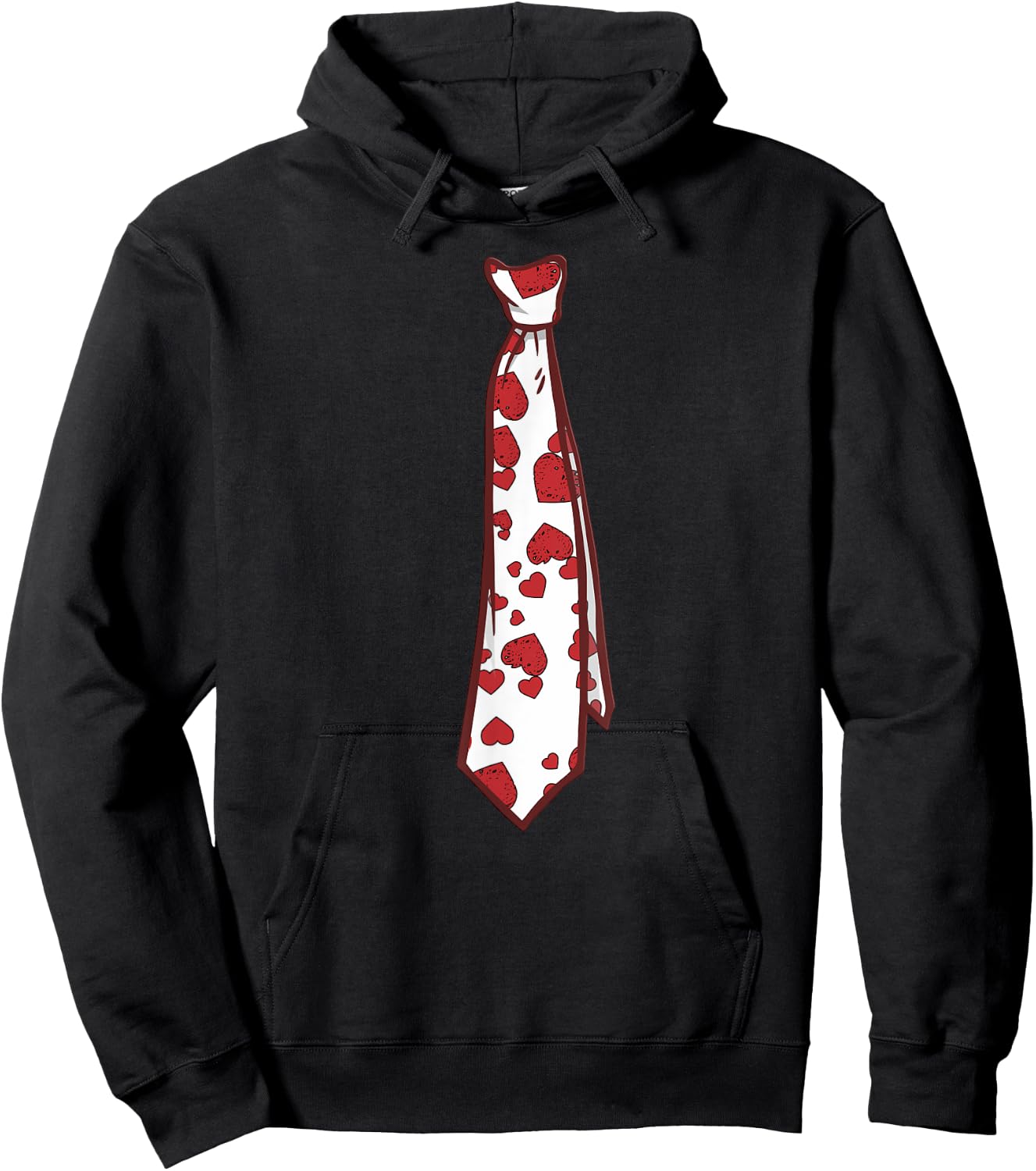 Valentine's Day Motif Tie with Hearts , black Hoodie - Hoodie | Black