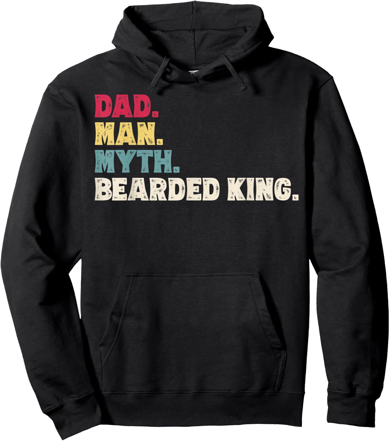 Dad Man Myth Bearded King Funny Father's Day Vintage Gift Hoodie - Hoodie | Black