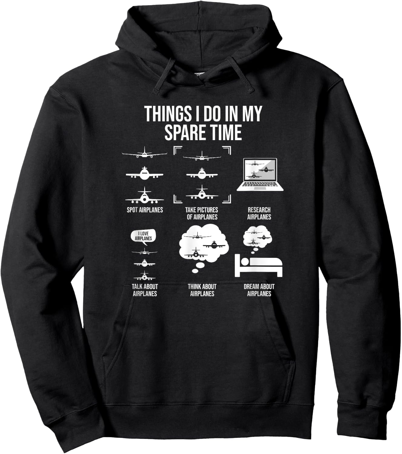 Things I Do In My Spare Time, Airplane Lover Hoodie - Hoodie | Black