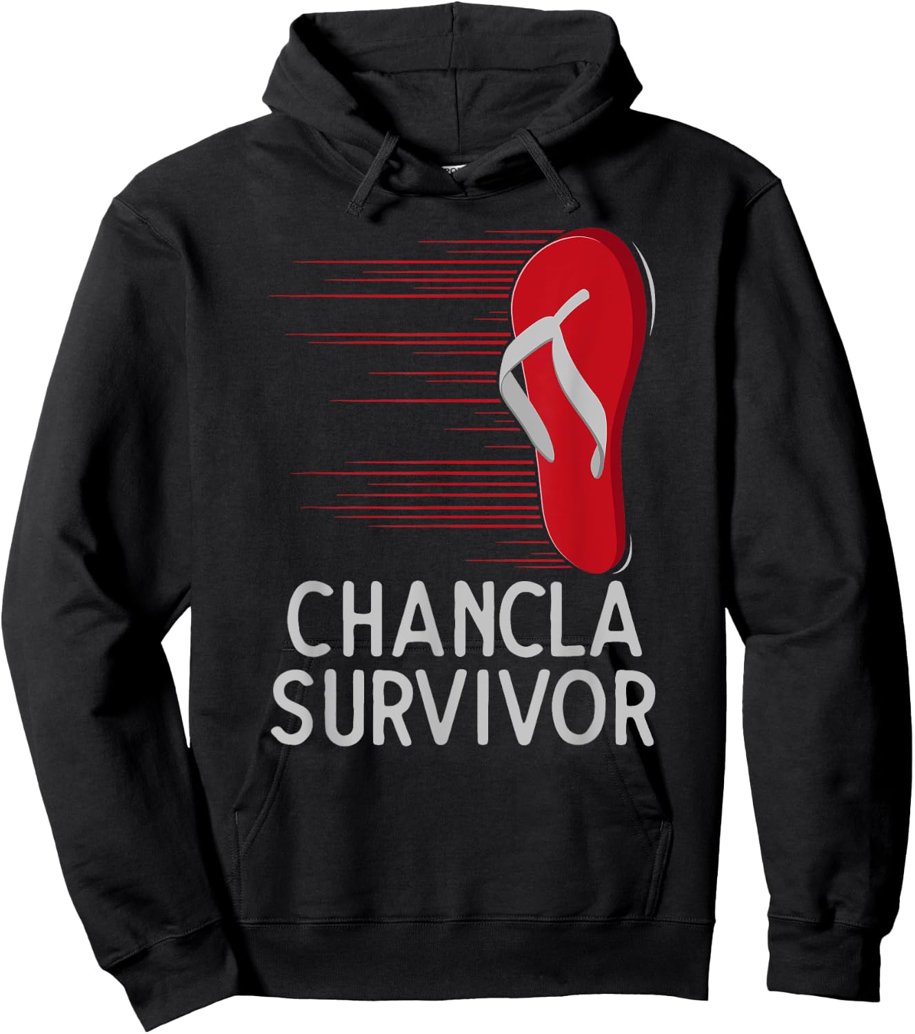 Chancla Survivor Funny Spanish Joke Hoodie - Hoodie | Black
