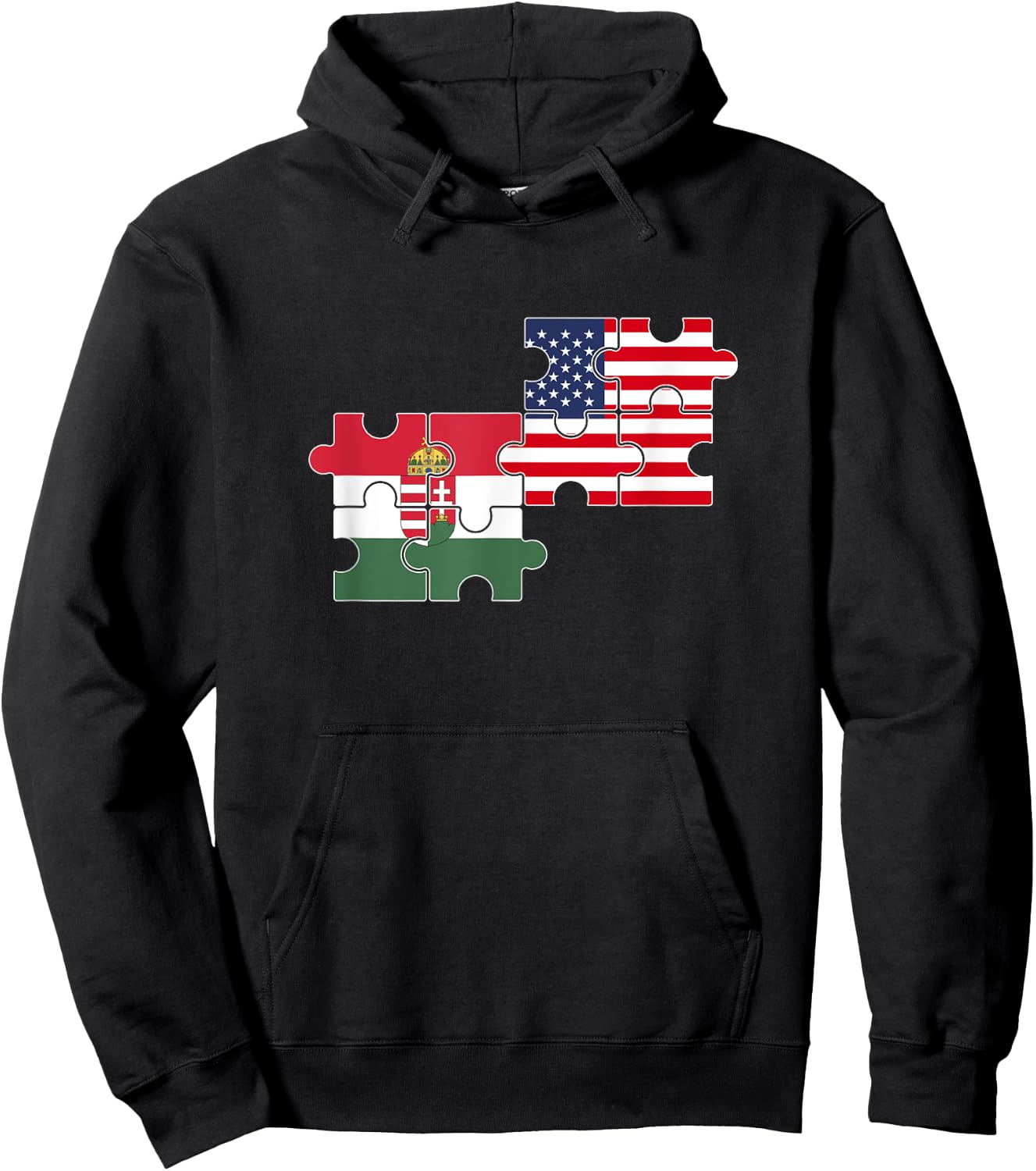 Hungary USA Flag American Hungarian Women Kids Men Hoodie - Hoodie | Black