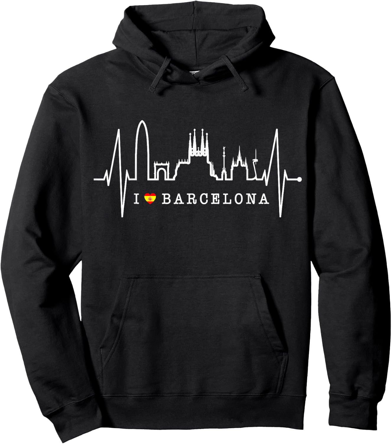 Barcelona Skyline Spanien Herzschlag Fan I Love Barcelona Hoodie - Hoodie | Black