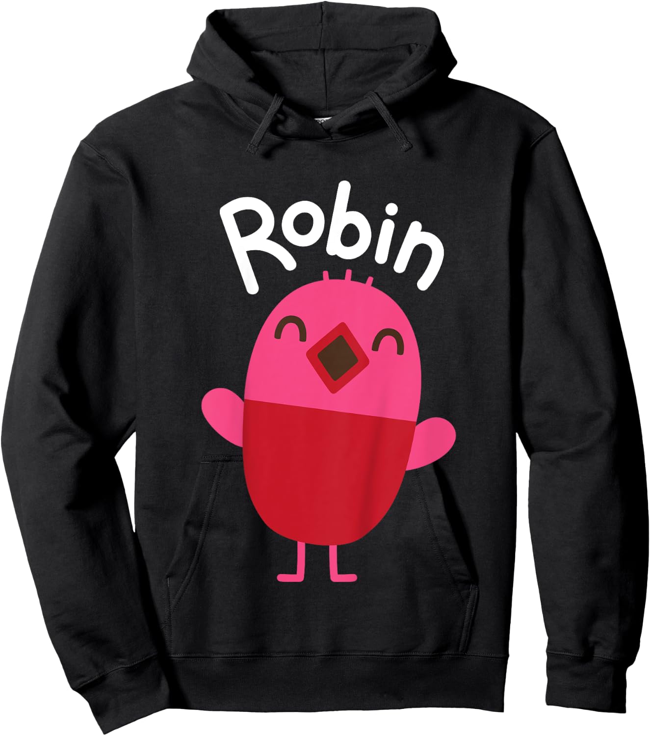 Sago Mini Robin -Kids Blue Cartoon Bird Character , Kids 2, Mandarin Collar, Short Sleeve, Modern Classic Fit, Polycotton, Machine Wash Hoodie - Hoodie | Black