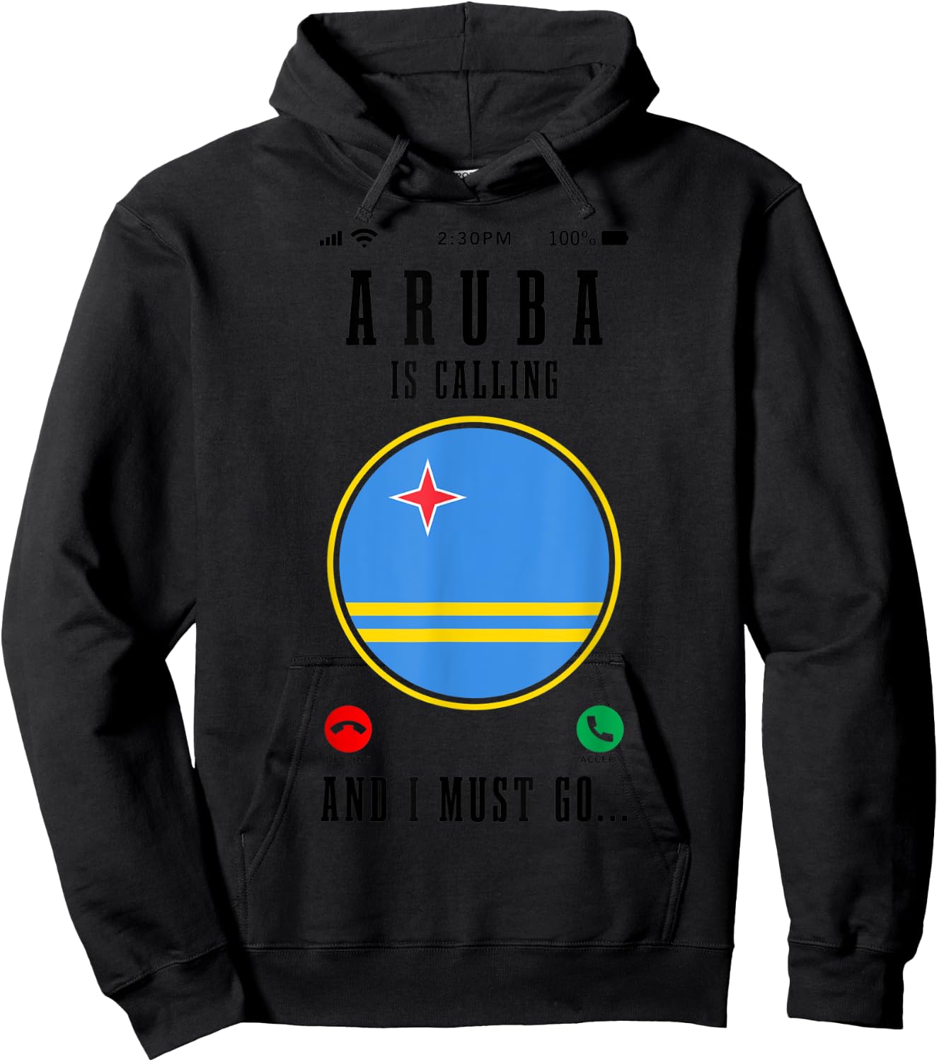 Aruba Is Calling And I Must Go Funny Travel Aruba Flag Hoodie - Hoodie | Black