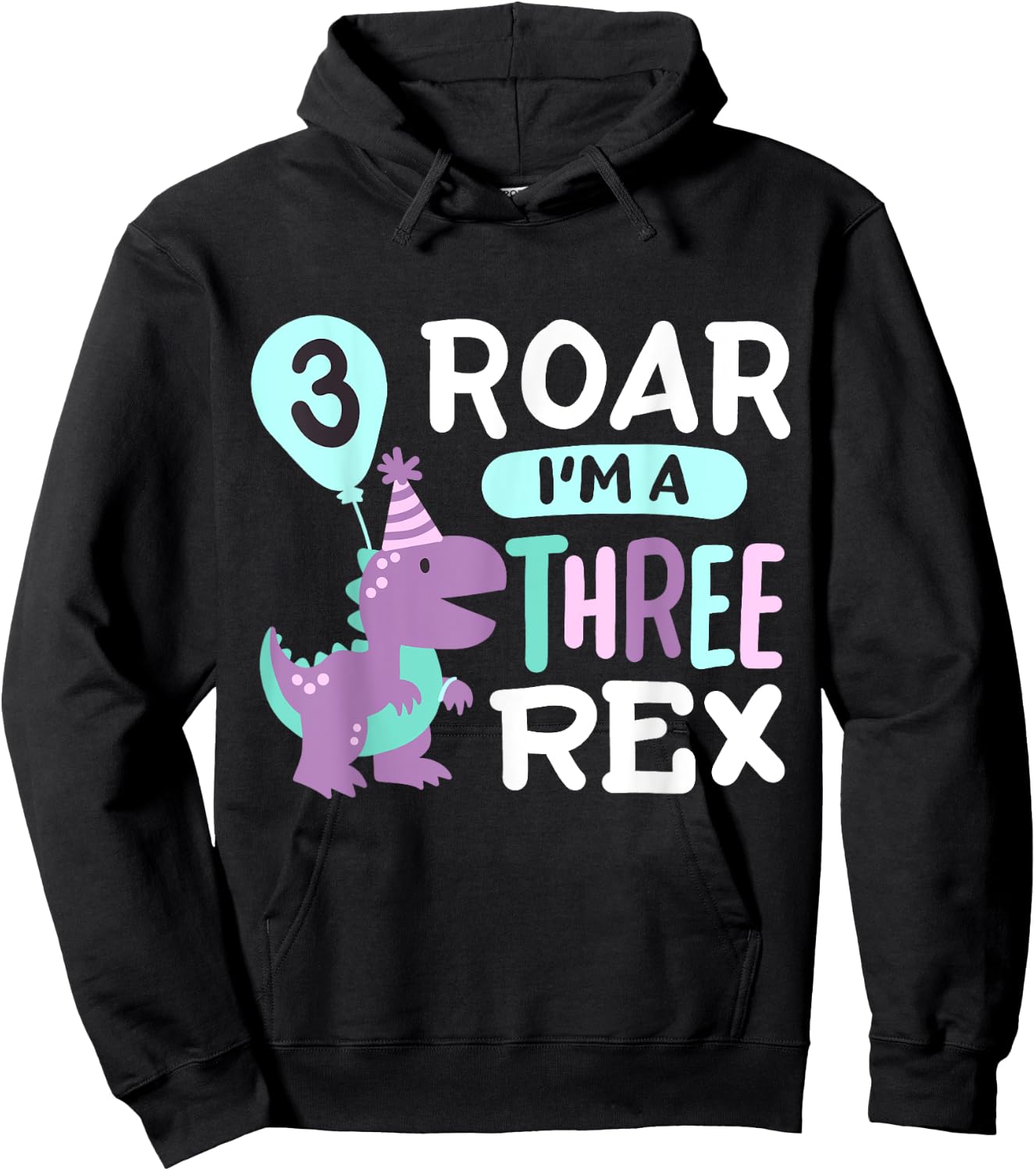 3rd Birthday Dinosaur T Rex Roar Three Rex 3 Years Old Kids Hoodie - Hoodie | Black