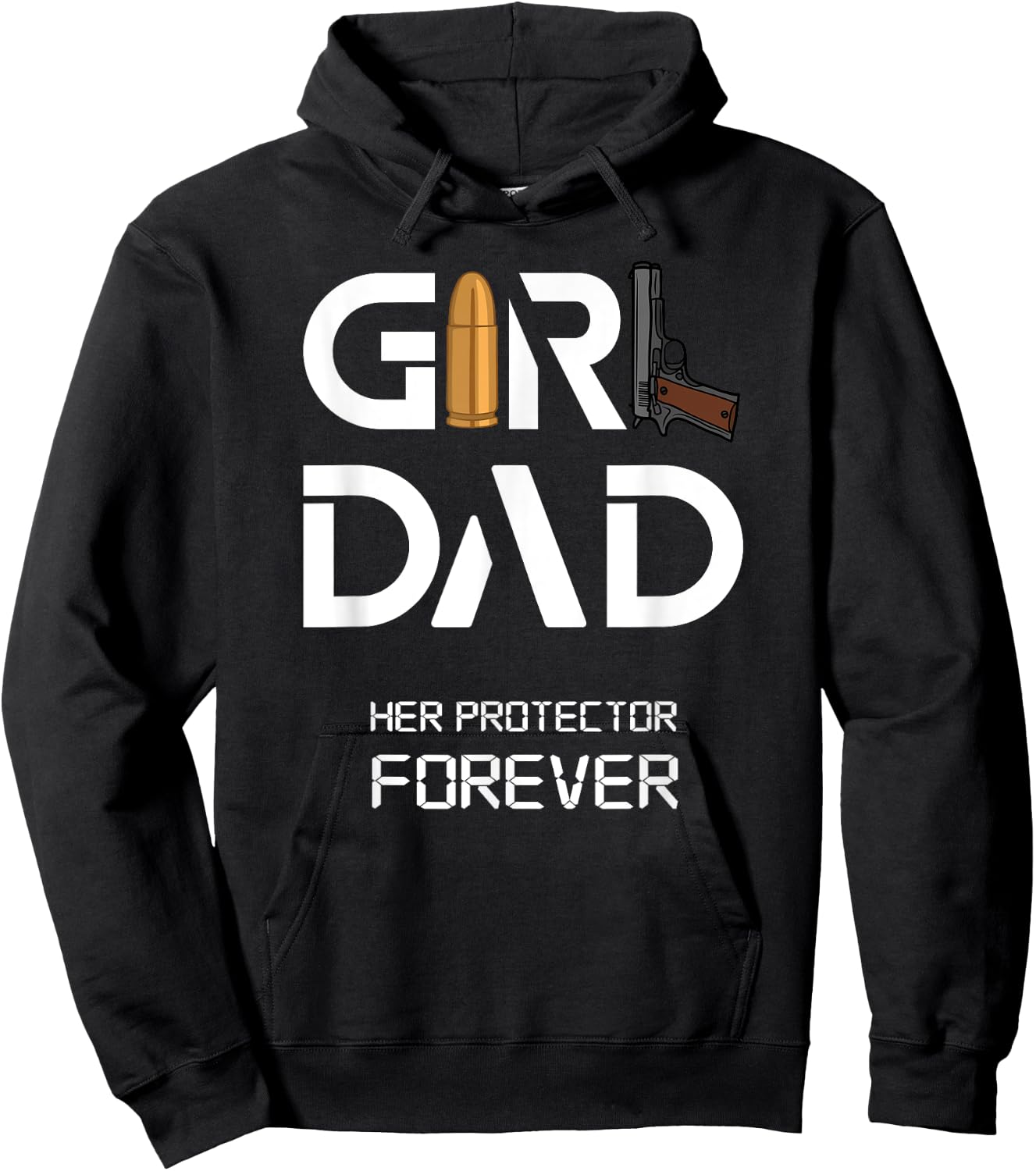 Girl Dad Her Protector Forever Funny Father of Girls Hoodie - Hoodie | Black
