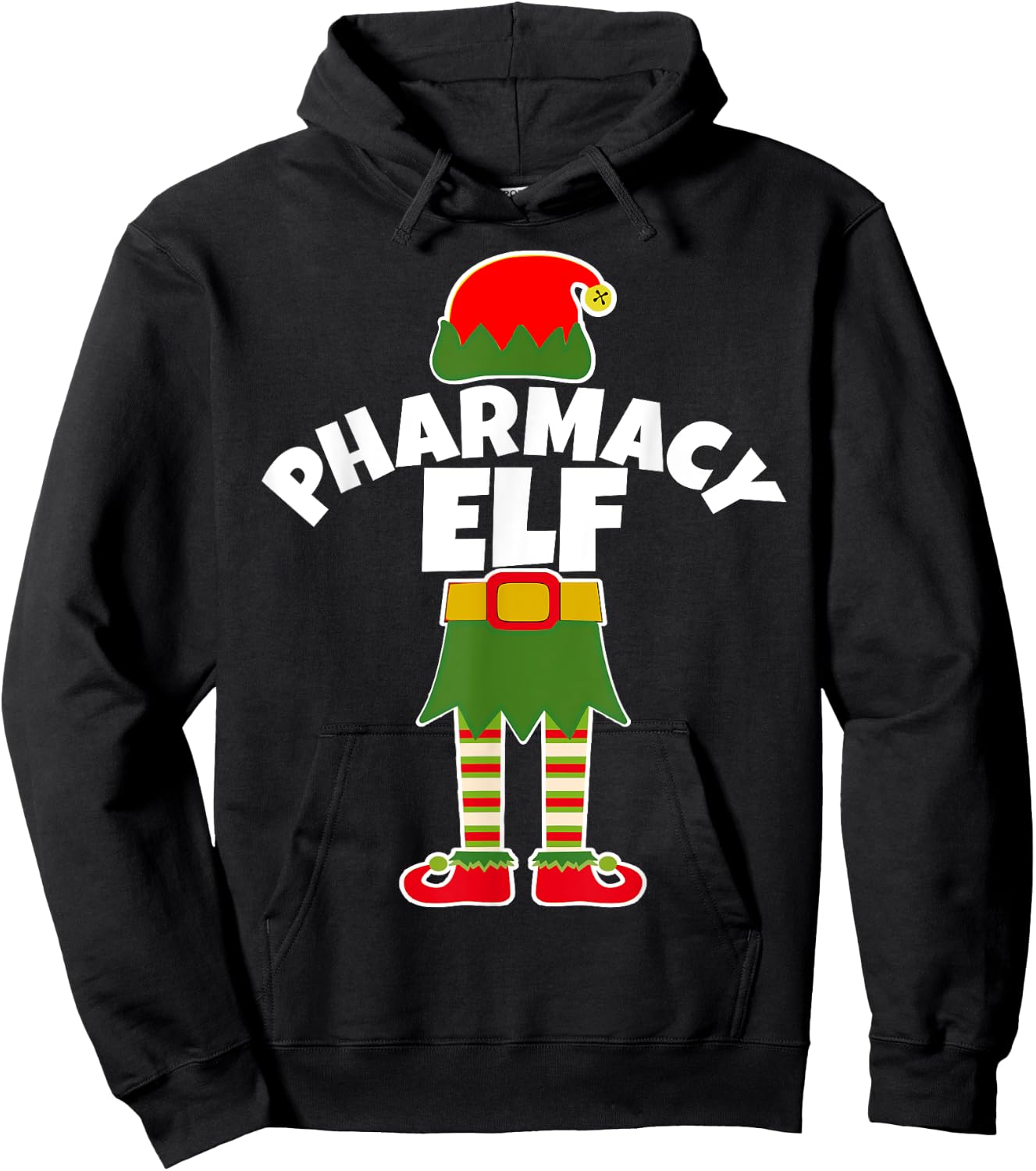 Pharmacy Elf Funny Pharmacist Tech Holiday Christmas T Shirt Hoodie - Hoodie | Black