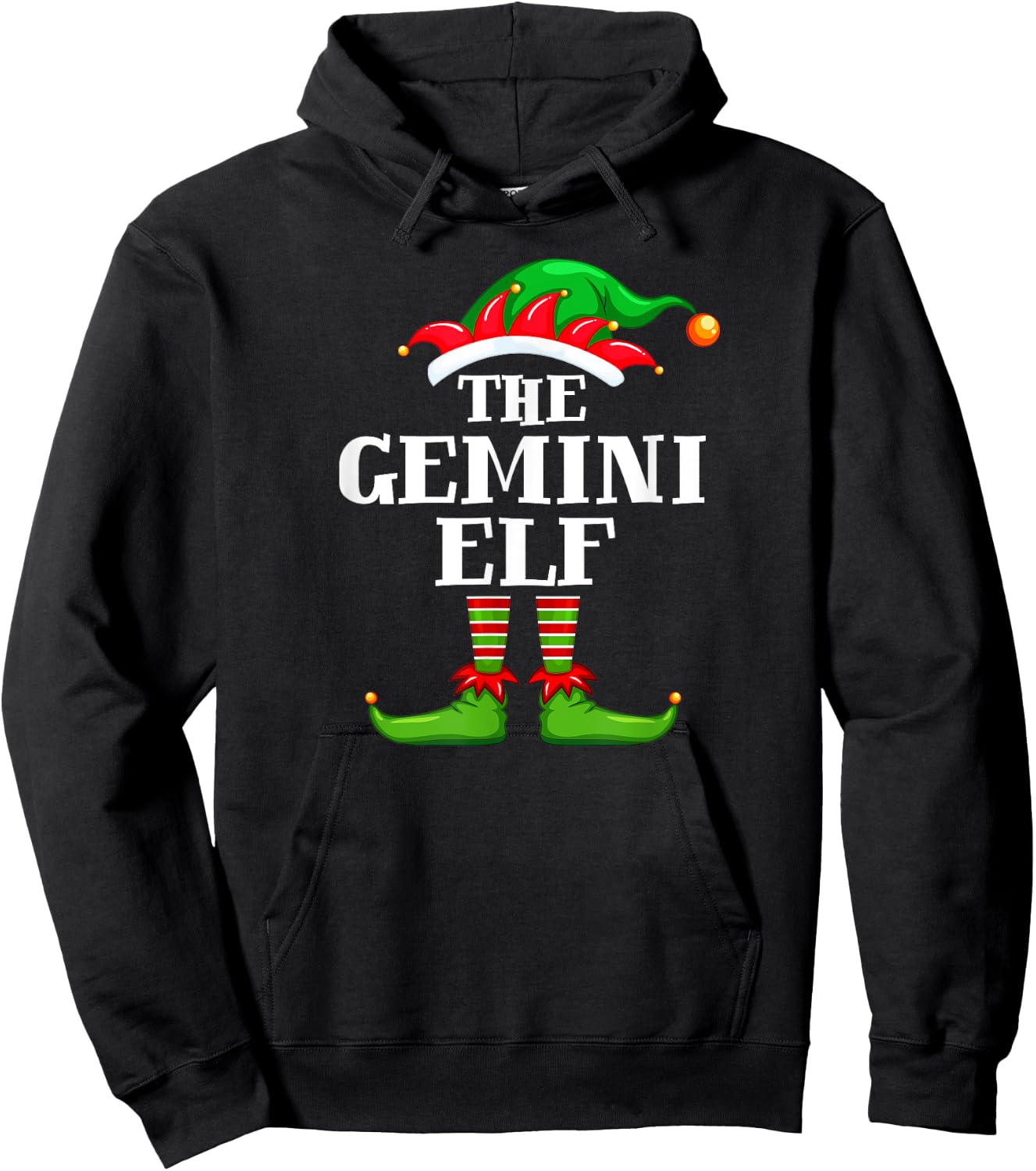 Gemini Elf Matching Family Group Christmas Party Pyjamas Hoodie - Hoodie | Black