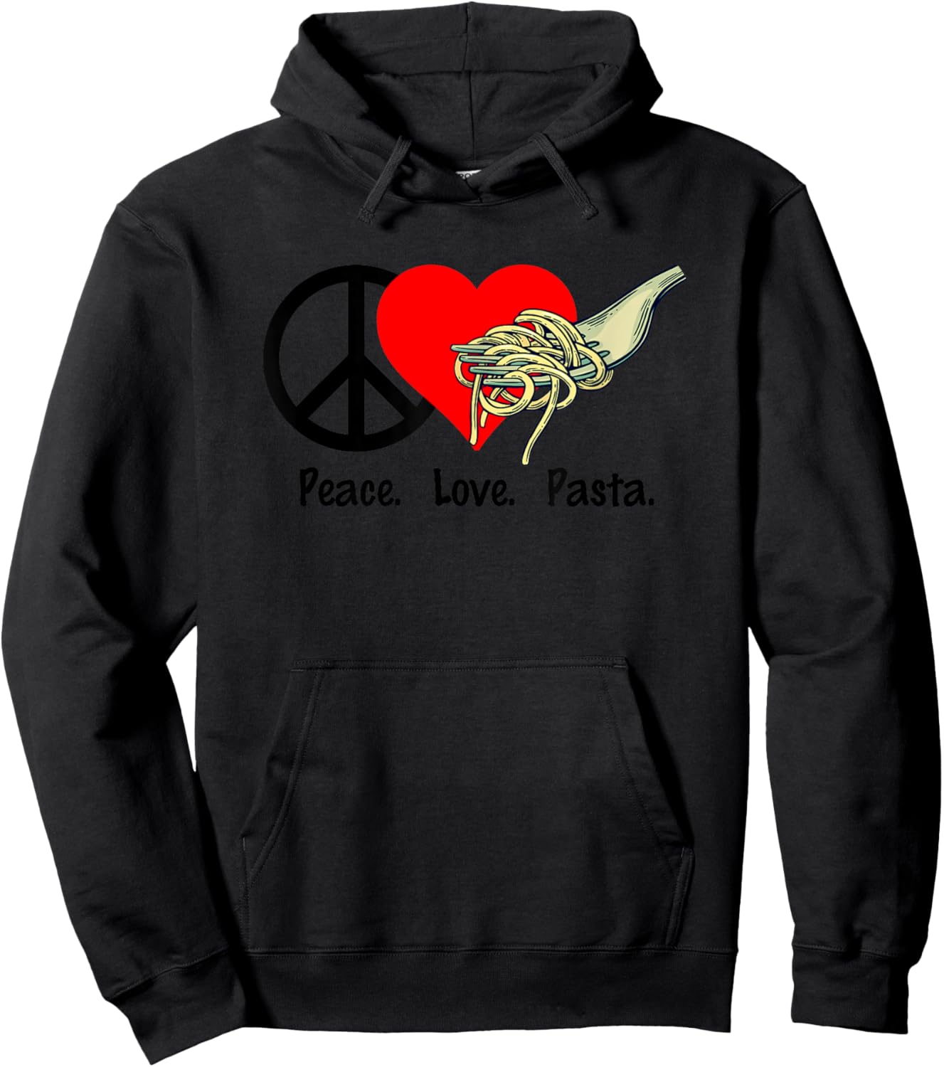 Peace Love Pasta Shirt - Eat Fork Spaghetti Hoodie - Hoodie | Black