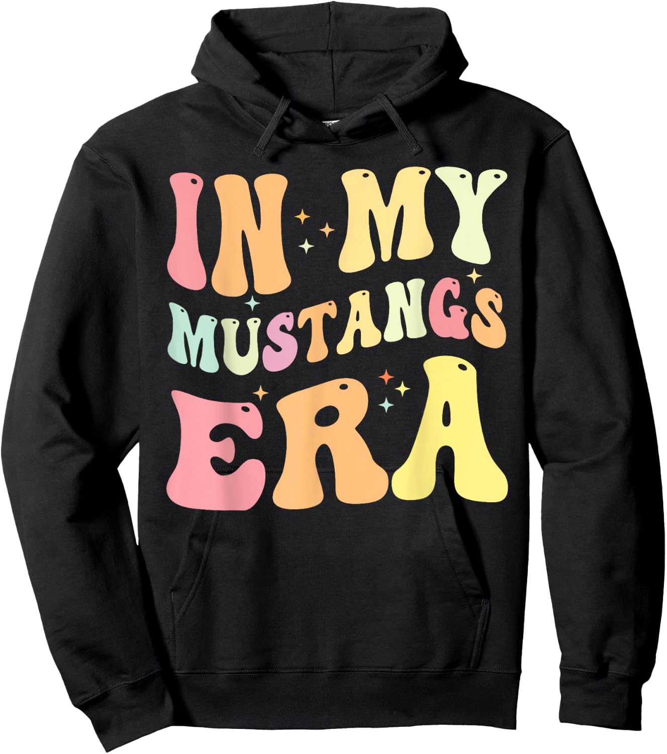 In My Mustangs Era Back to School Spirit Game Retro Groovy Hoodie - Hoodie | Black