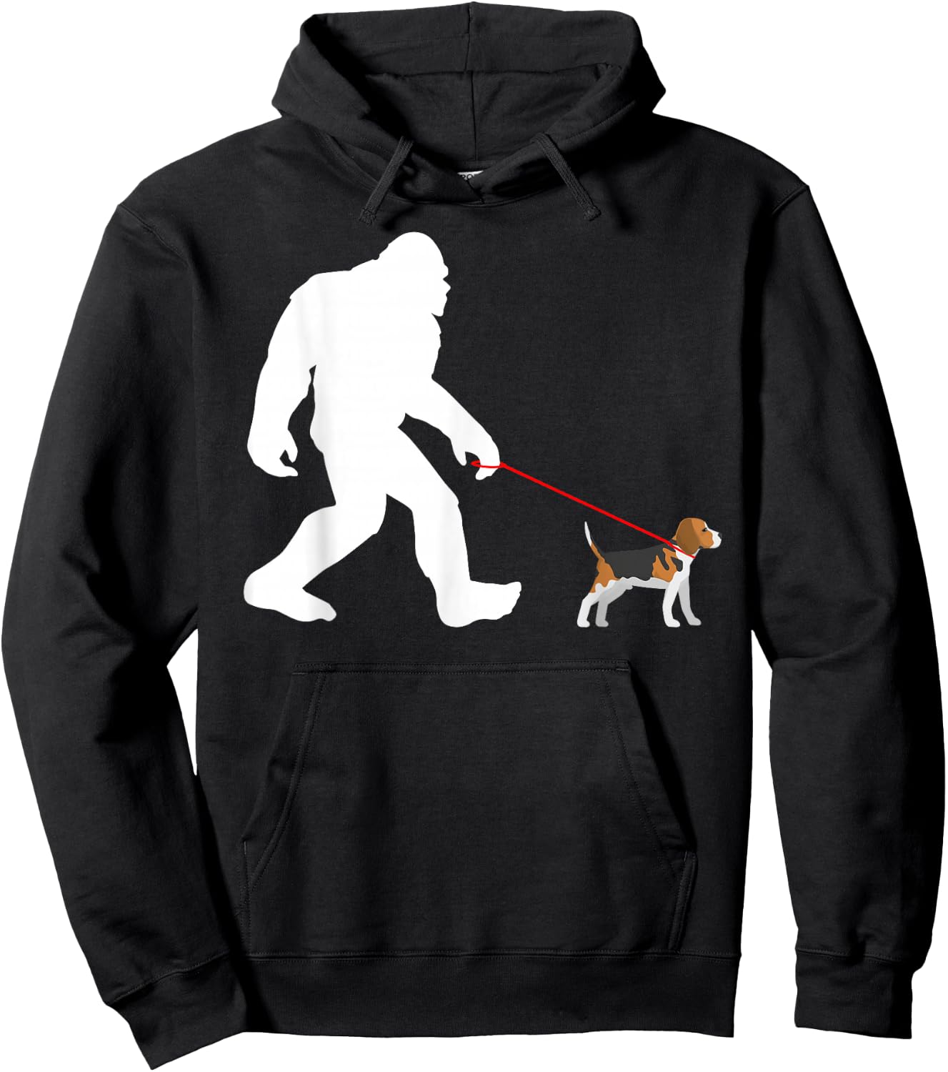 Bigfoot Walking Beagle Sasquatch with Beagle Dog Hoodie - Hoodie | Black