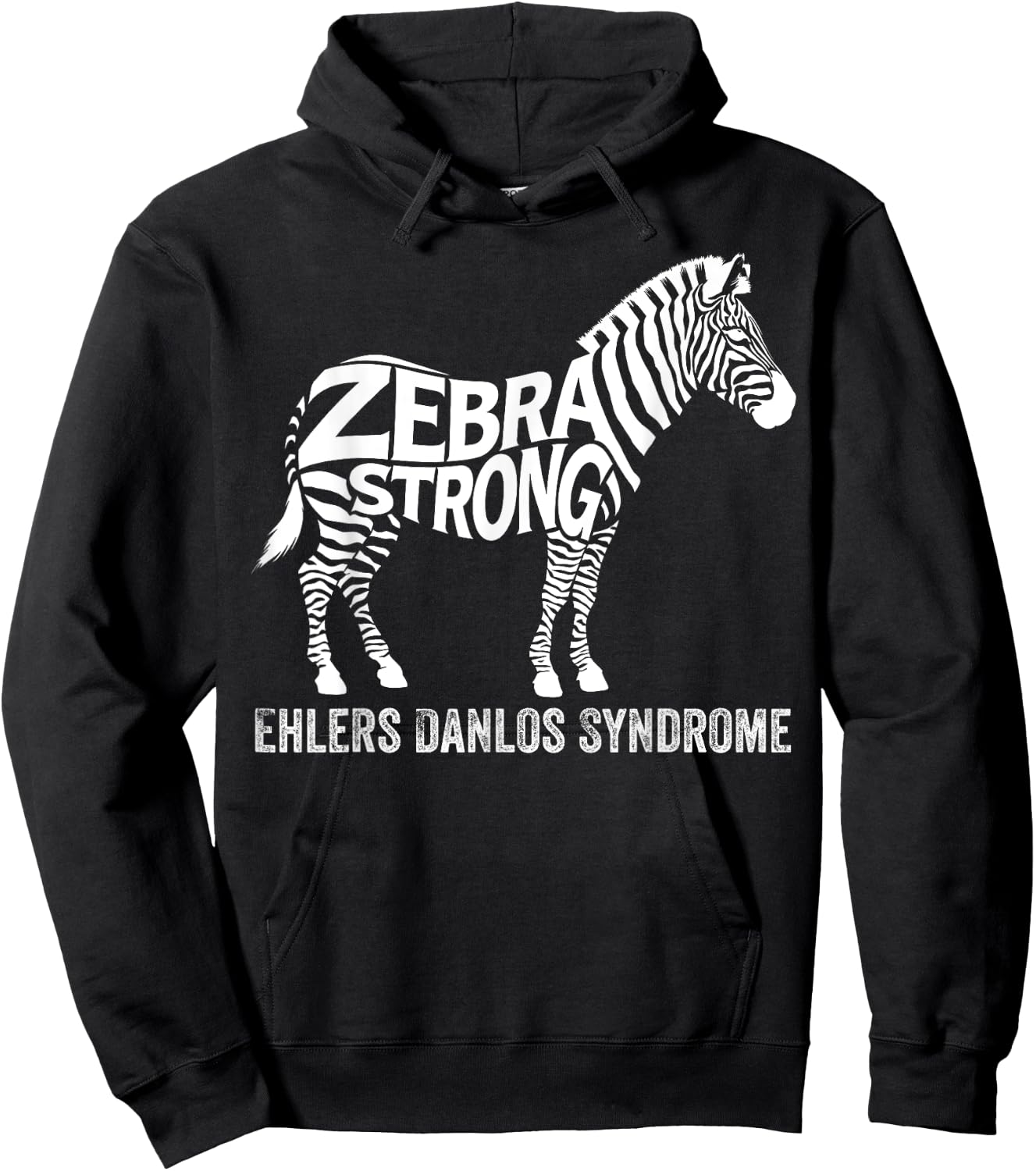 Zebra Strong EDS Awareness Ehlers Danlos Syndrome Warriors Hoodie - Hoodie | Black