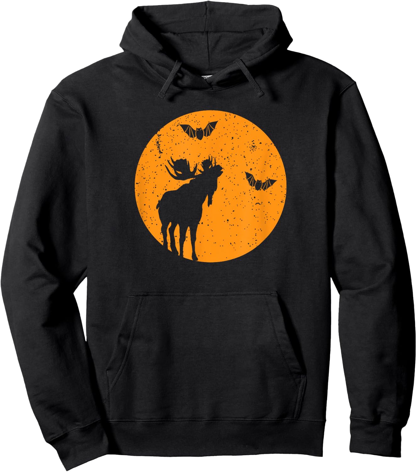 Full Moon Bats Moose Halloween. Funny Halloween Moose Gift Hoodie - Hoodie | Black