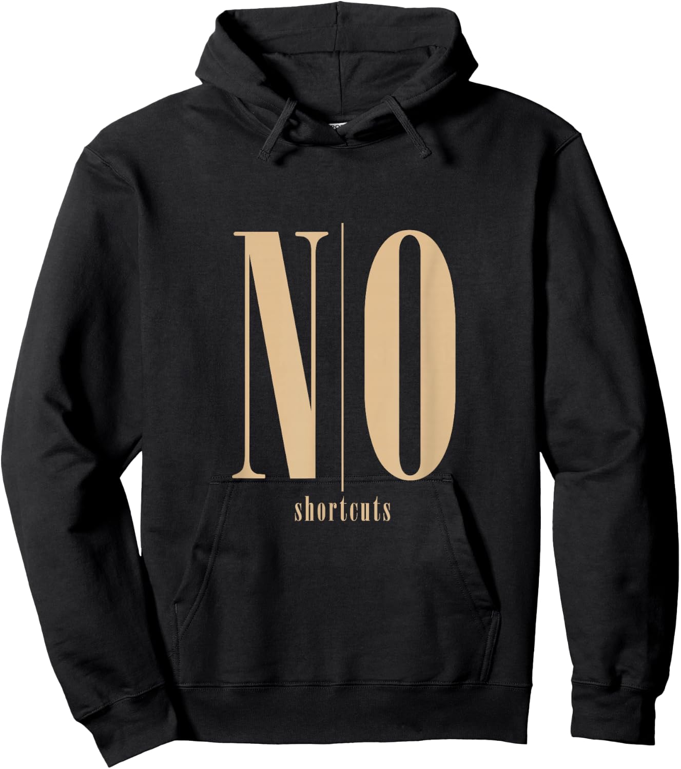 Tan No/Shortcuts Tan Color Graphic Hoodie - Hoodie | Black