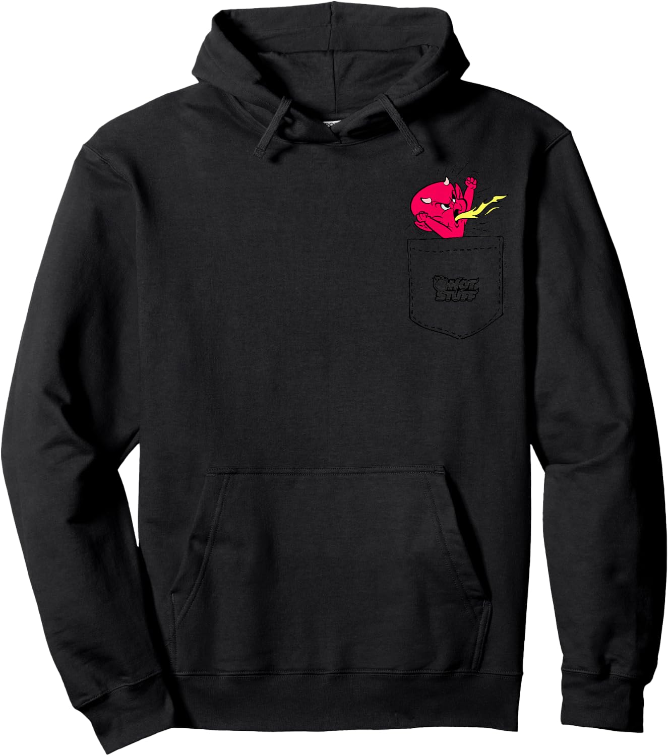 Hot Stuff Little Devil Spitting Fire Pocket Hit Hoodie - Hoodie | Black