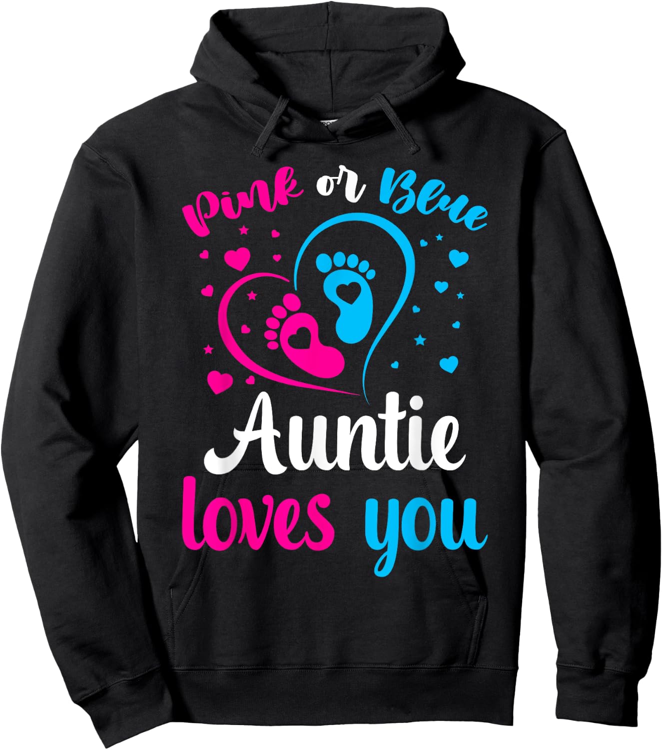 Gender Reveal Aunt Pink Or Blue Auntie Loves You Hoodie - Hoodie | Black