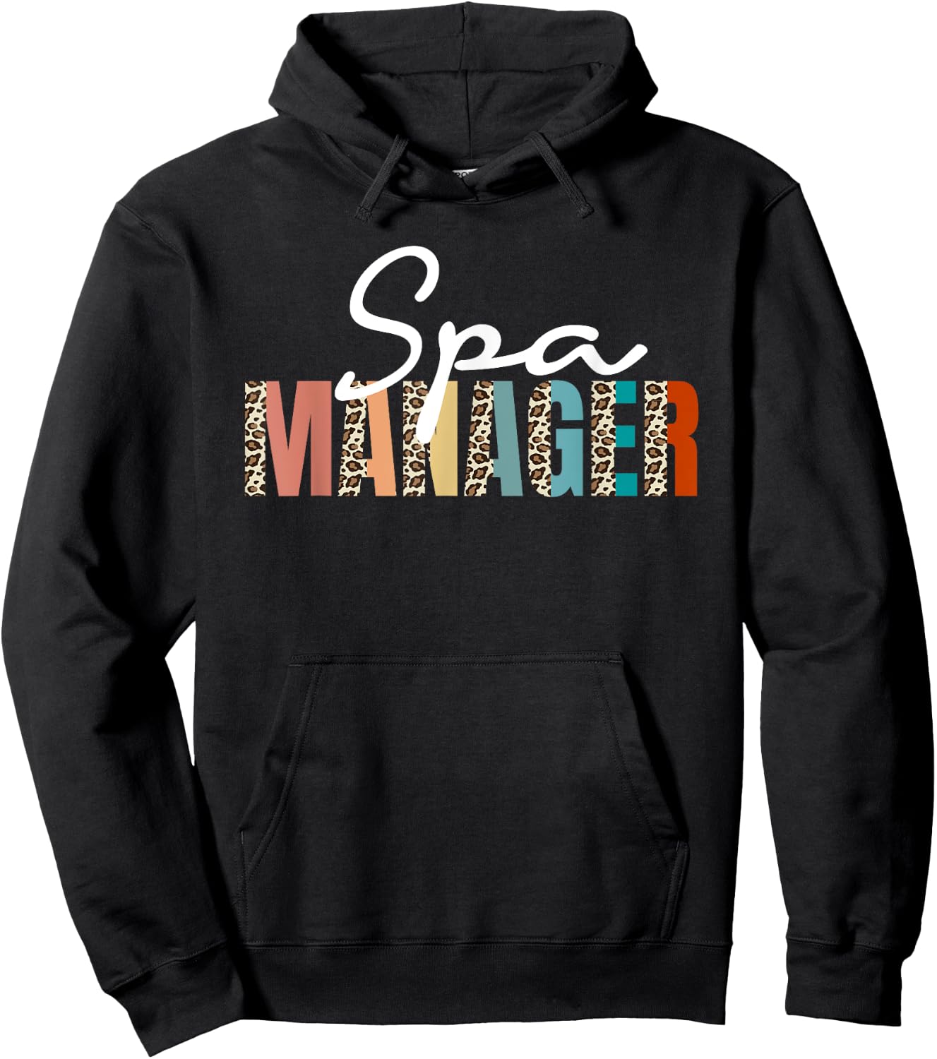Spa Manager Leopard Pattern Apparel Wellness Center Hoodie - Hoodie | Black