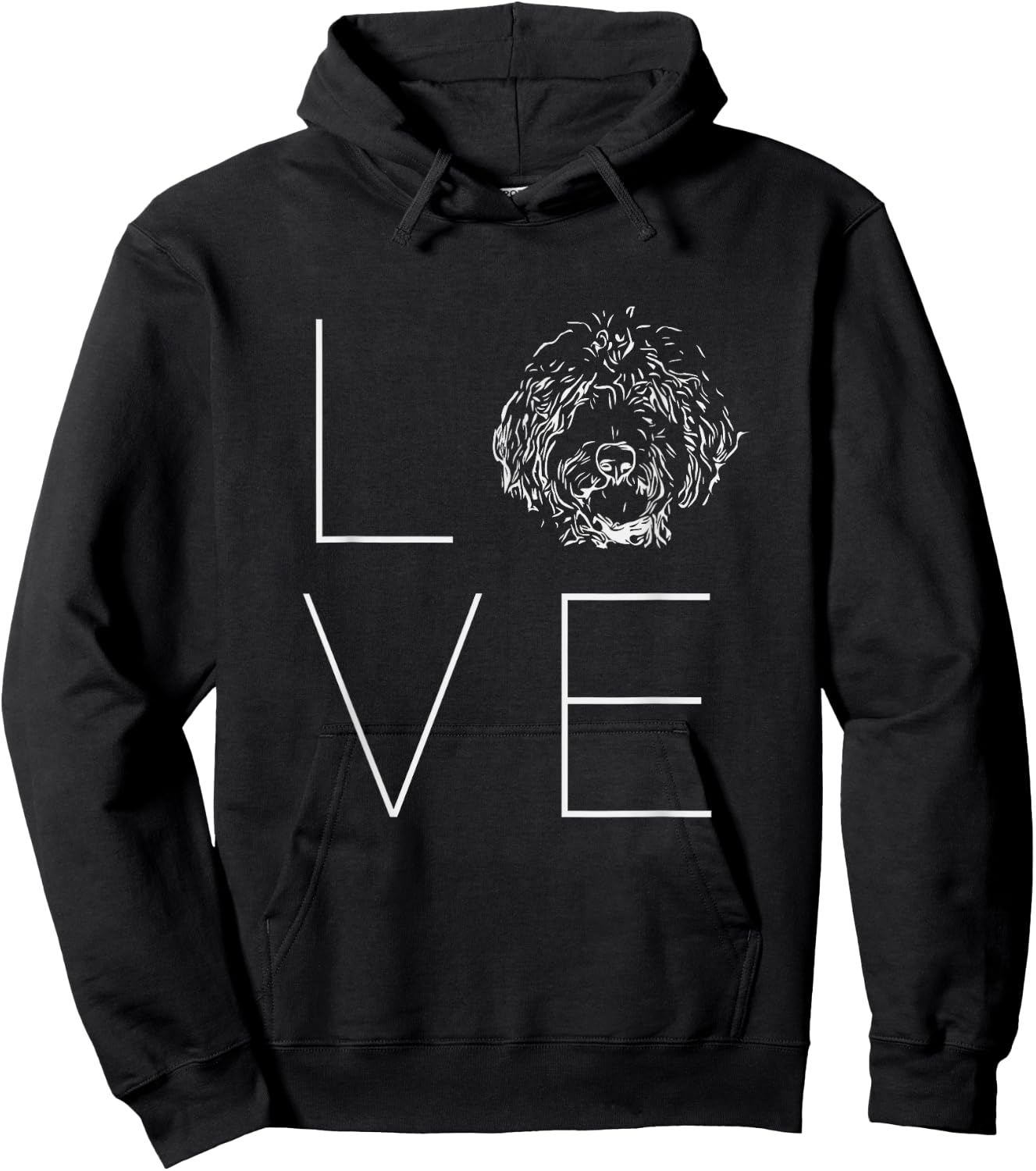 Love Doodles Cute Golden Labradoodle Line Drawing Hoodie - Hoodie | Black