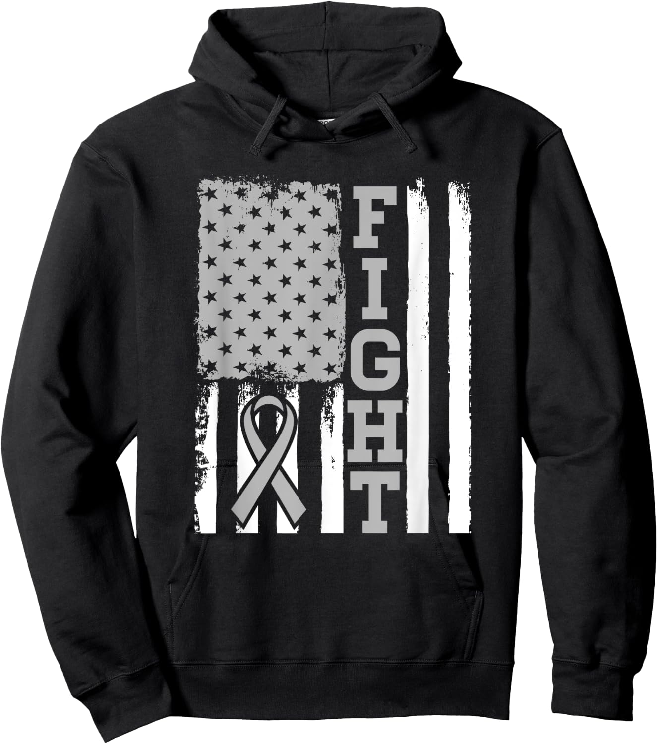 Fight Flag - Brain Cancer Shirt For Brain Cancer Fighter Hoodie - Hoodie | Black