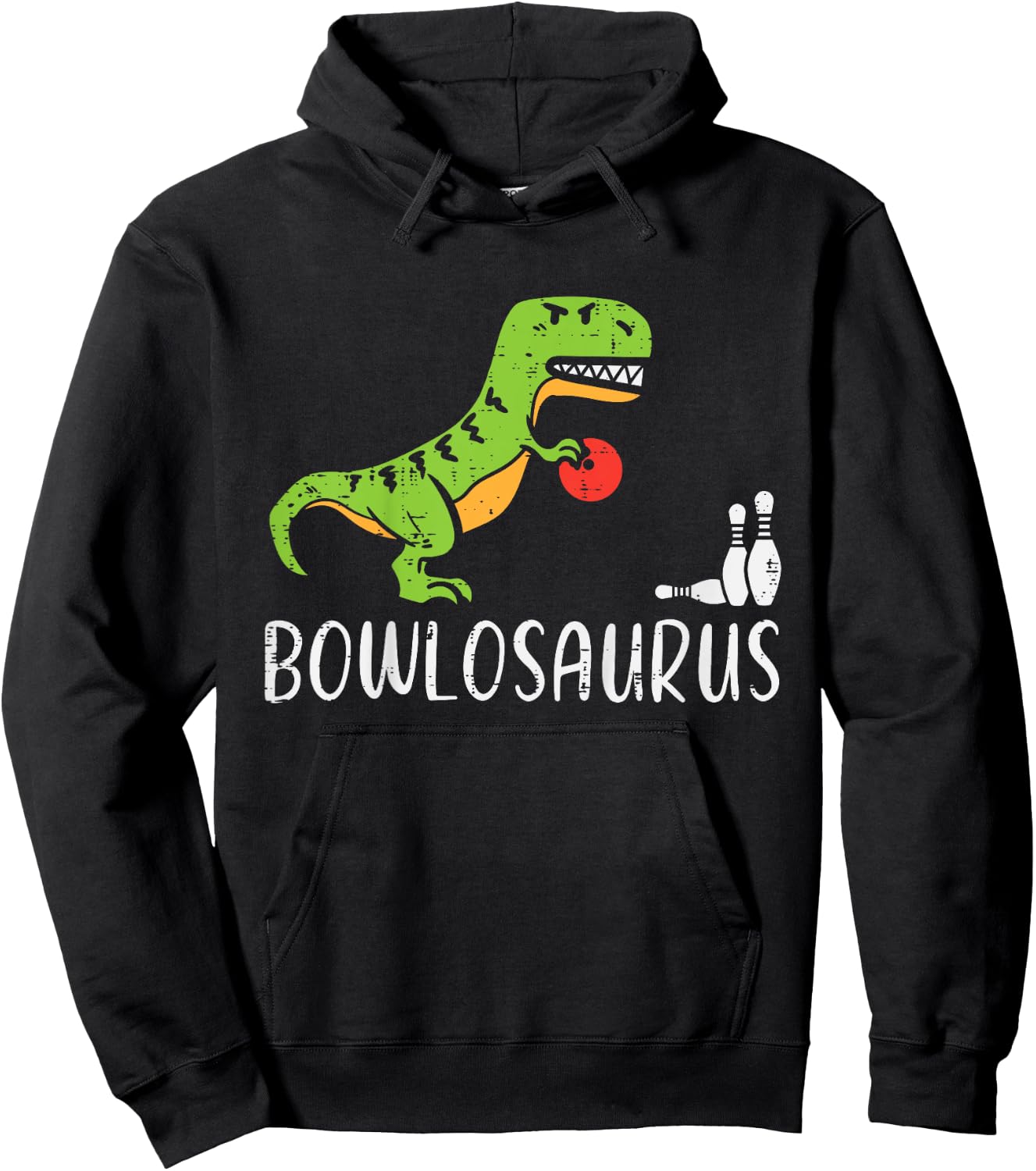 Kids Dino Trex Bowling Bowlosaurus Funny Bowler Toddler Boys Kids Hoodie - Hoodie | Black