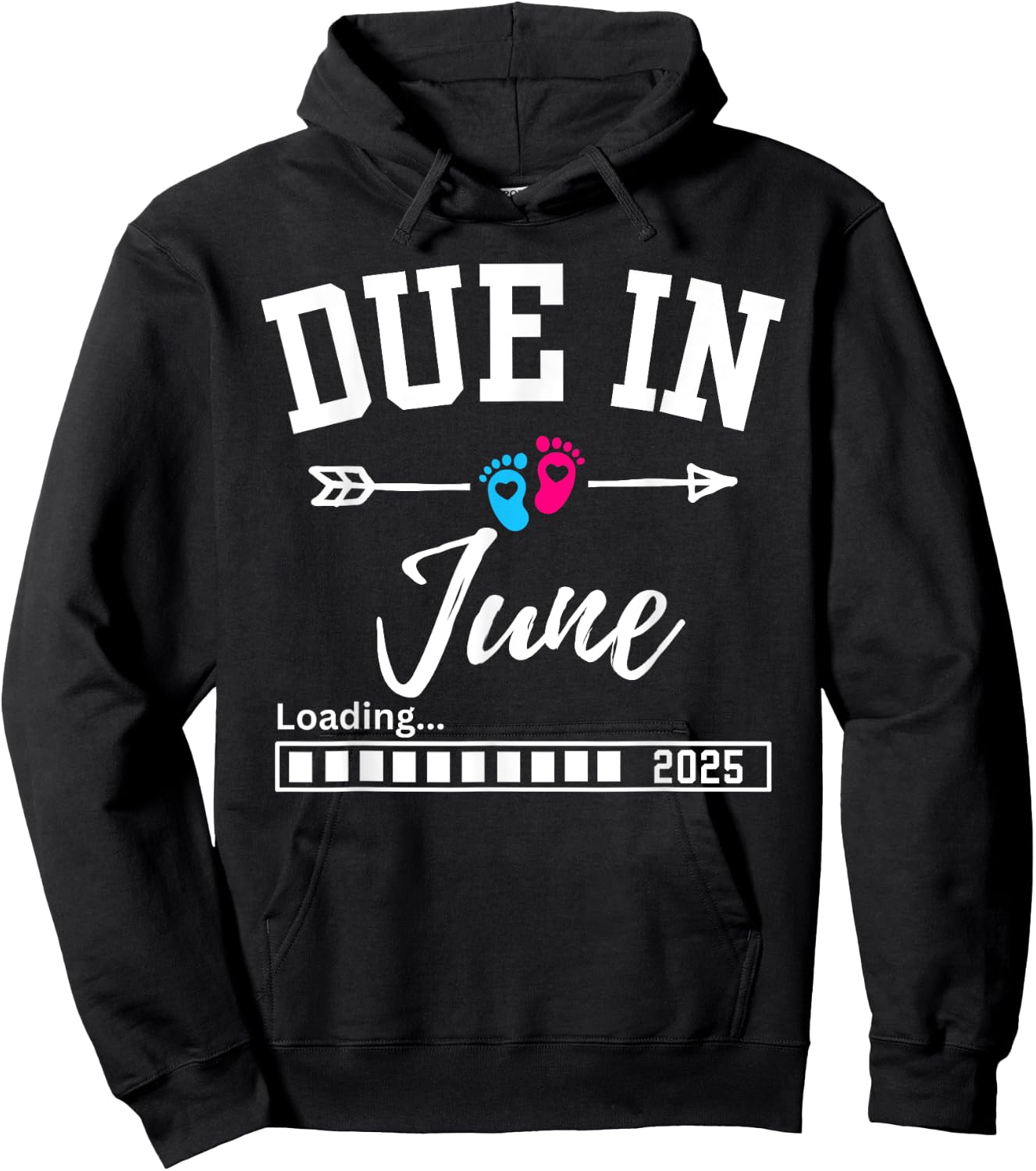 Due In June Loading 2025 New Baby Pregnancy Announcement Hoodie - Hoodie | Black