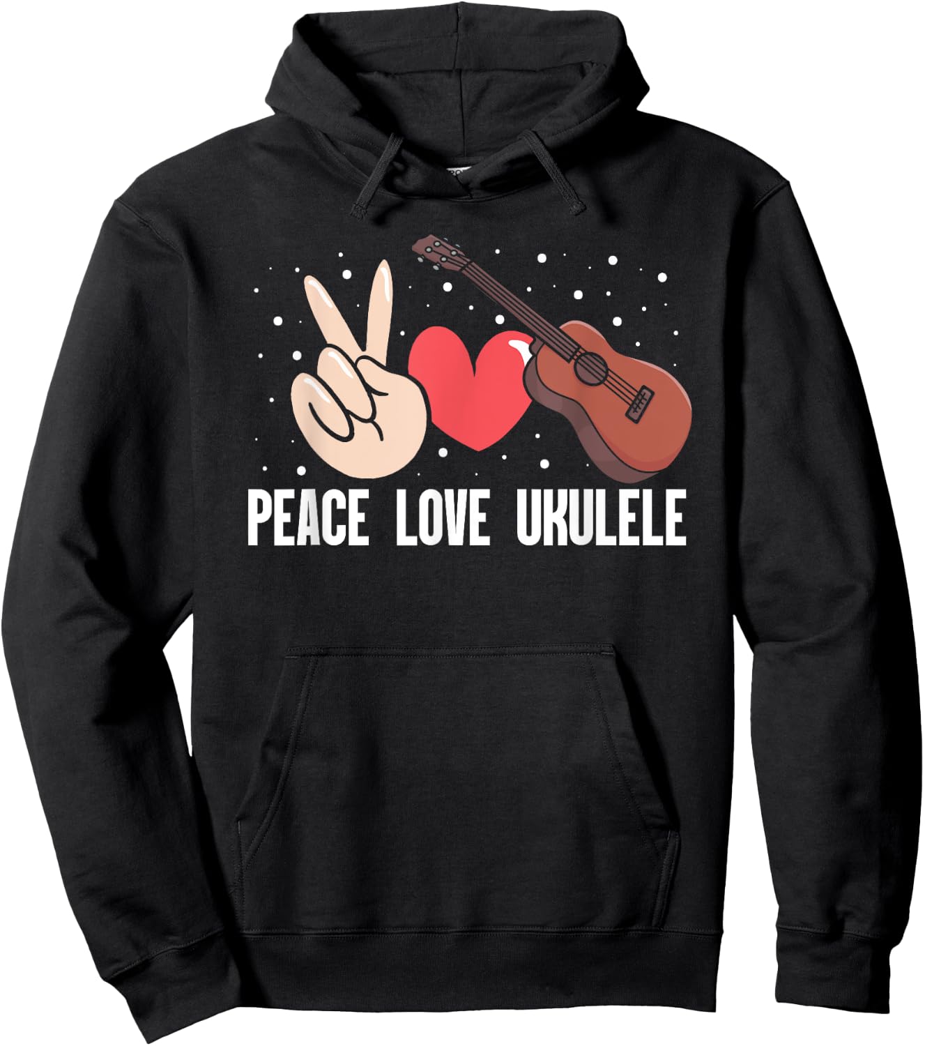 Peace Love Ukulele Hoodie - Hoodie | Black