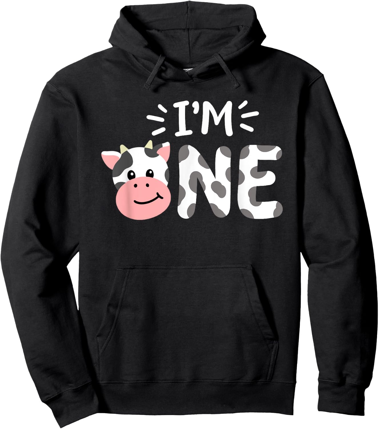 I'm One 1st Birthday Cow Farm Theme Party 1 Year Old Toddler Hoodie - Hoodie | Black