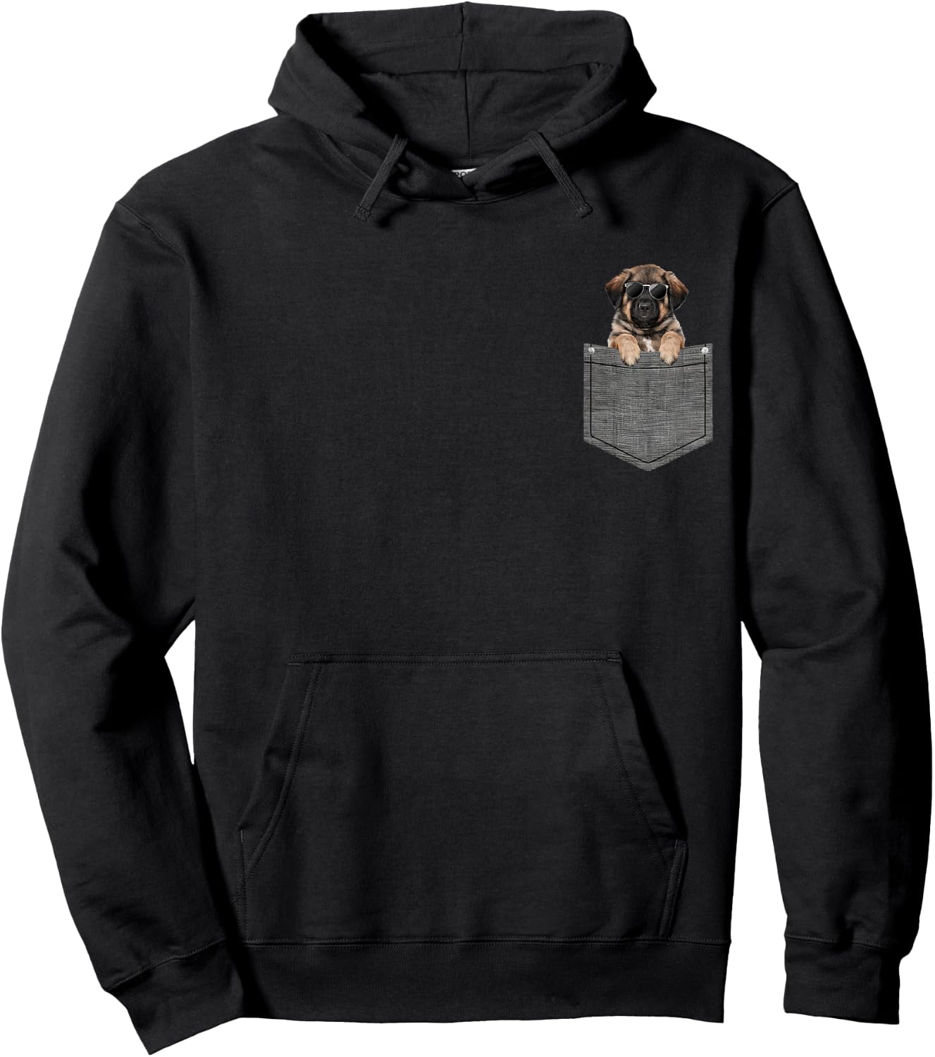 Leonberger in Chest Pocket, black Hoodie - Hoodie | Black
