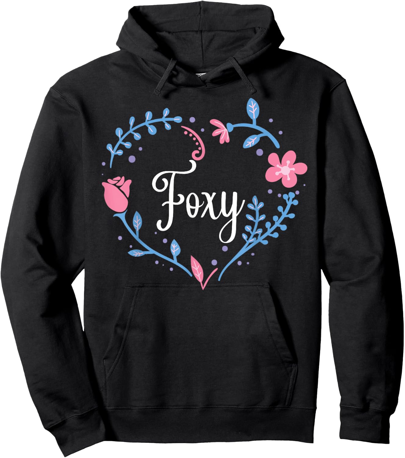 Flower Foxy Grandma Christmas Birthday Gift Hoodie - Hoodie | Black