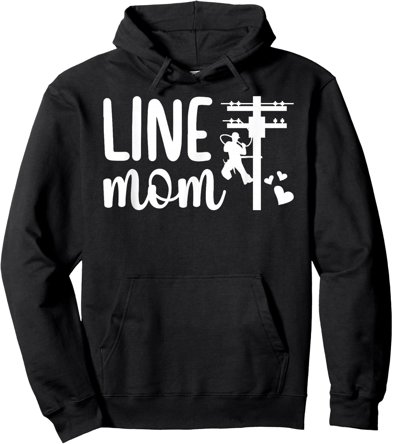 Line Mom Lineman Mom of A Lineman Mama Line Mother Hoodie - Hoodie | Black