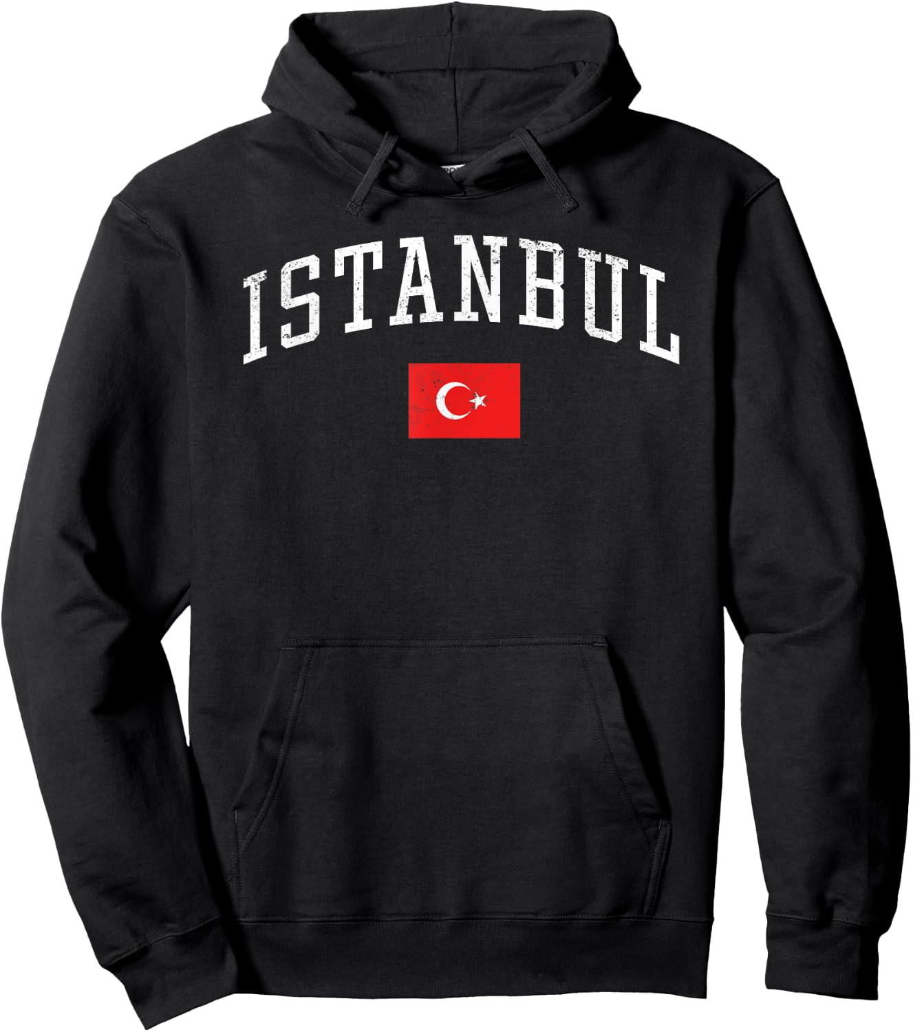 Vintage Istanbul Turkey Country Flag Souvenir Vacation Hoodie - Hoodie | Black