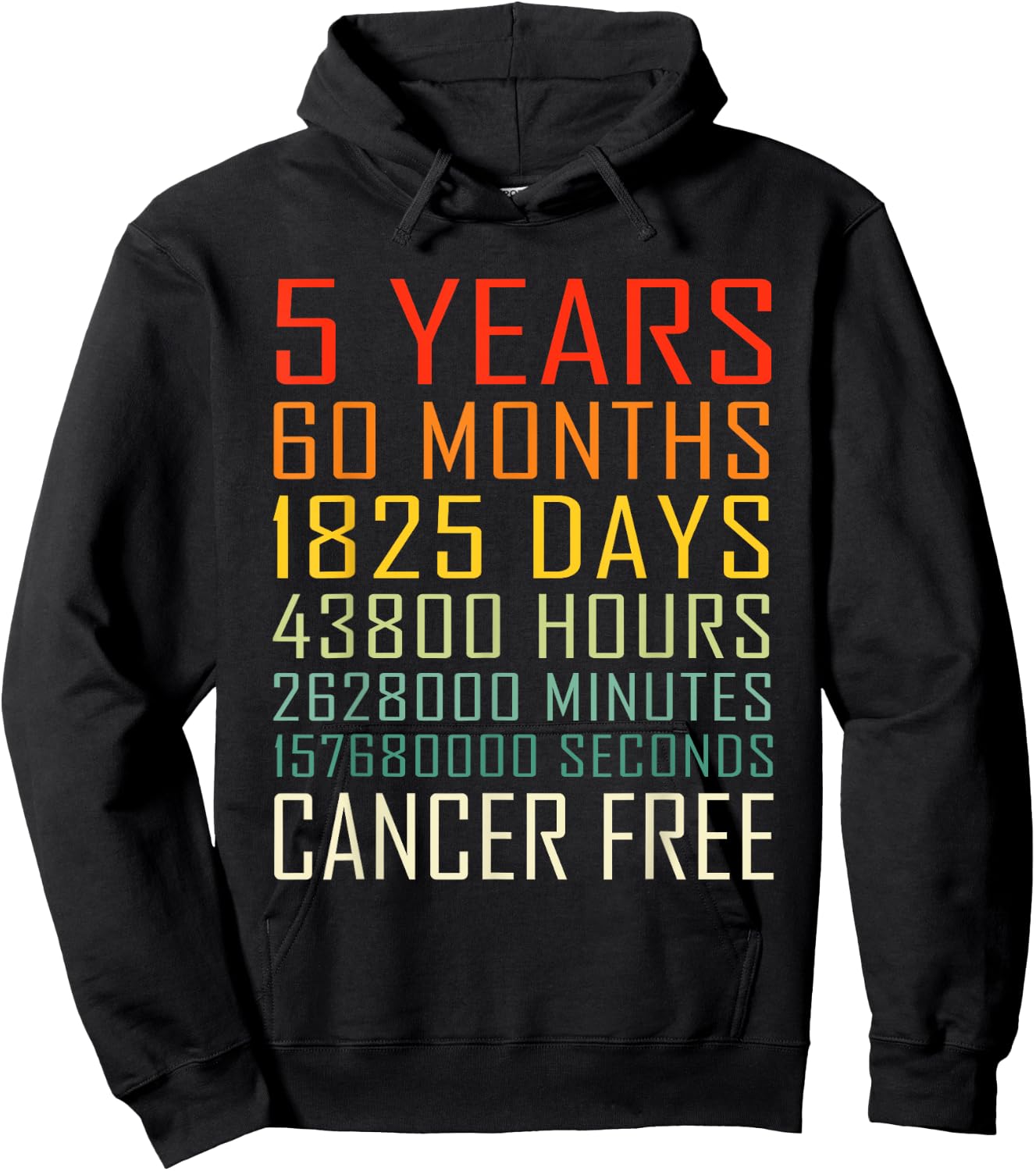 Vintage Cancer Awareness Vintage 5 Years Cancer Free Hoodie - Hoodie | Black